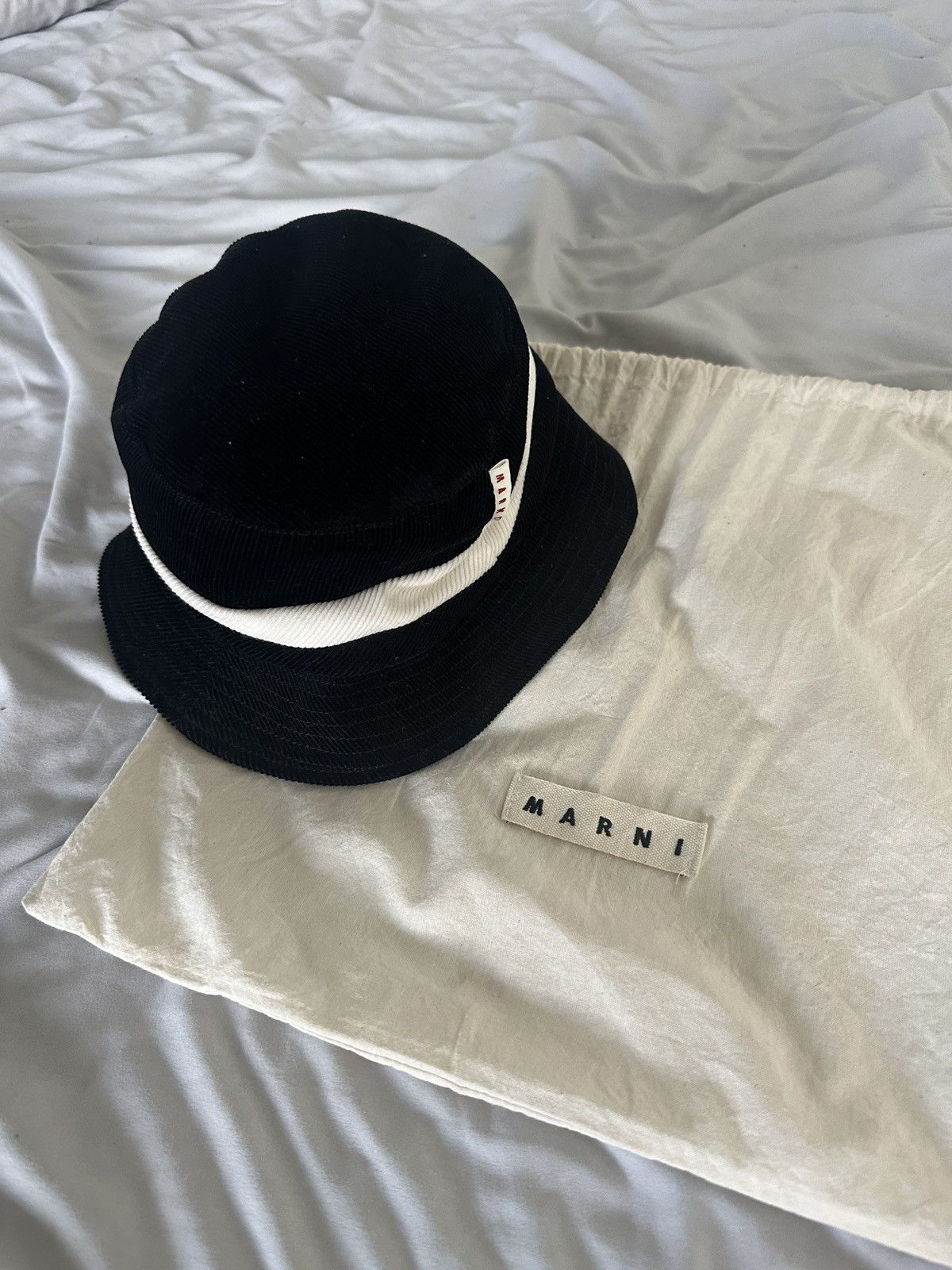 image of Marni Corduroy Bucket Hat in Black, Men's