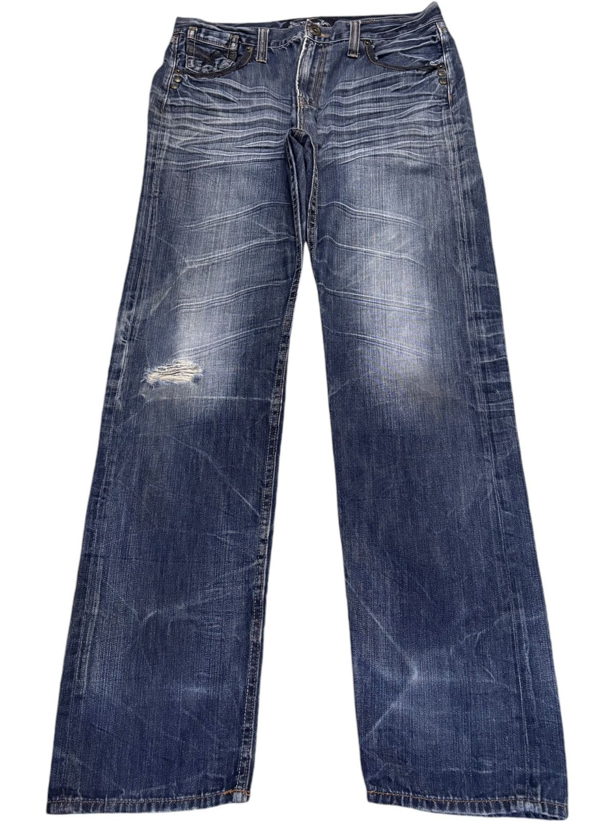 Japanese Brand Vintage Japanese Brand Honeycomb Punk Embroidered Jeans Size US 33 - 1 Thumbnail