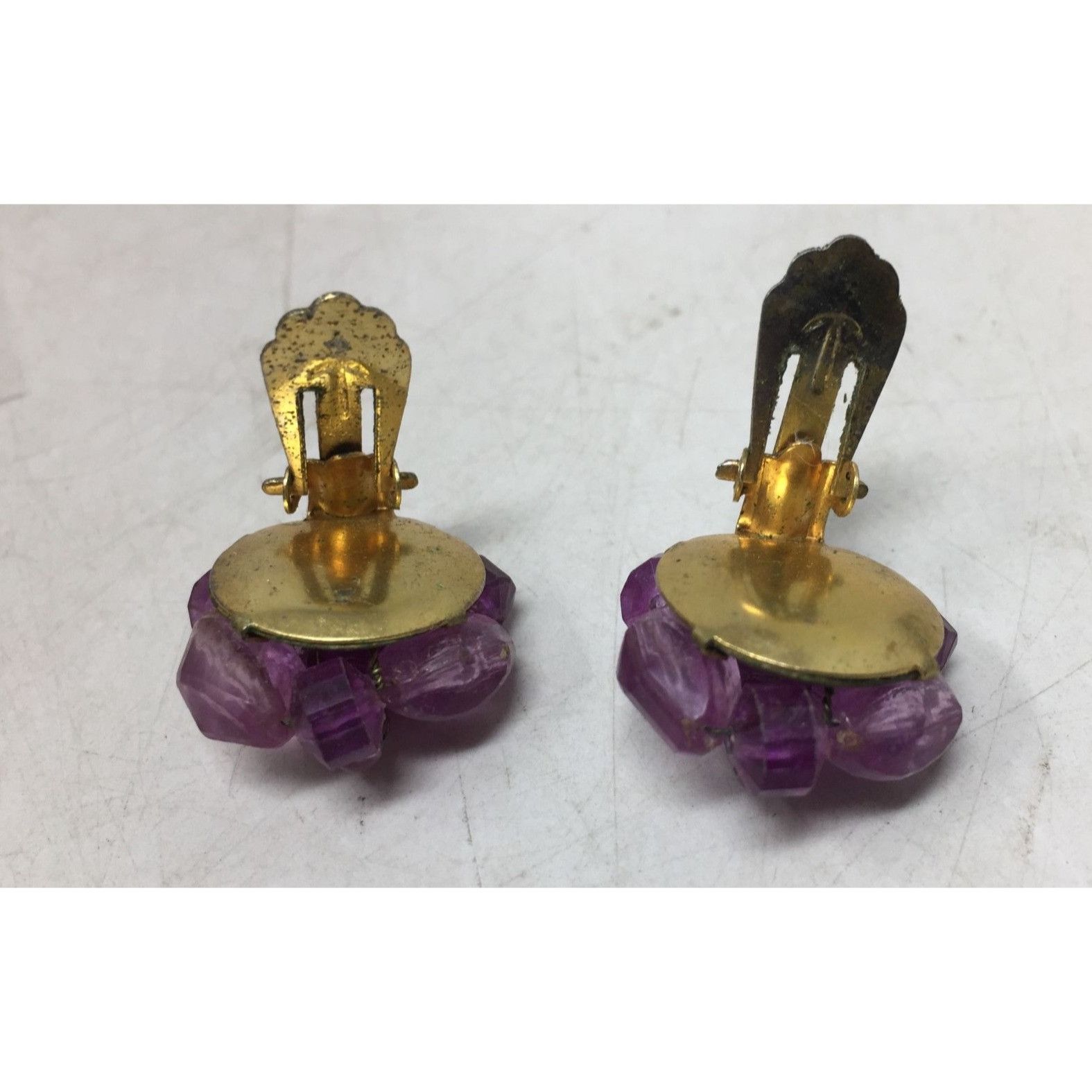 Other Women's Beaded Purple and Gold Tone Clip On Earrings Size ONE SIZE - 5 Thumbnail
