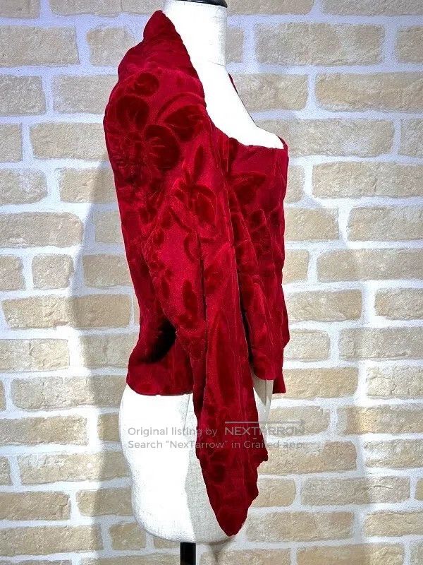 Comme des Garcons Comme des Garcons Red floral velvet design top Size S / US 4 / IT 40 - 2 Thumbnail