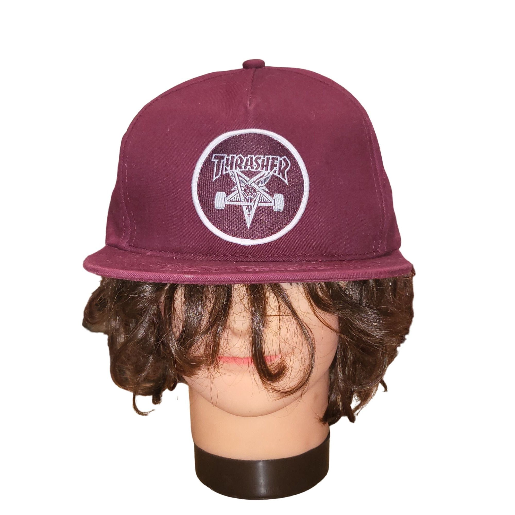 Thrasher Thrasher Snapback Hat Men Maroon White Skate Goat Graphic Pr ...