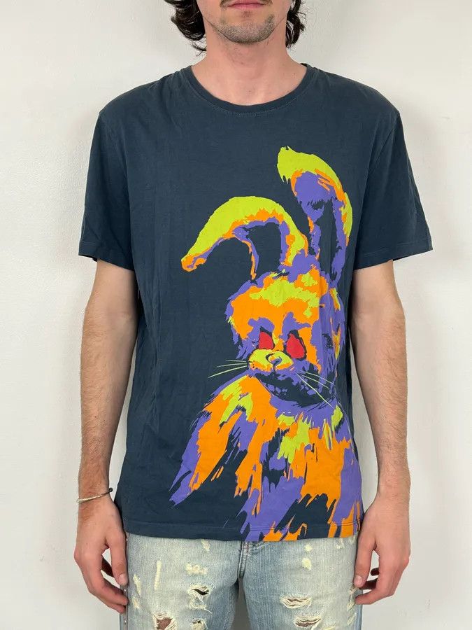 Alexander McQueen SS2013 Alexander McQueen Navy Multicolor Angry Rabbit T-Shirt Size US M / EU 48-50 / 2 - 2 Thumbnail