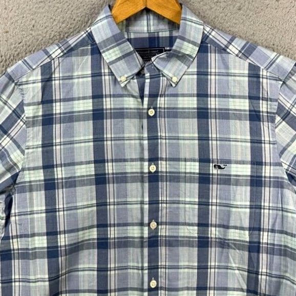 Vineyard Vines Vineyard Vines Button-Down Shirt Mens Medium Blue Plaid Long Sleeve Pocket Logo Shirt Size US M / EU 48-50 / 2 - 2 Thumbnail