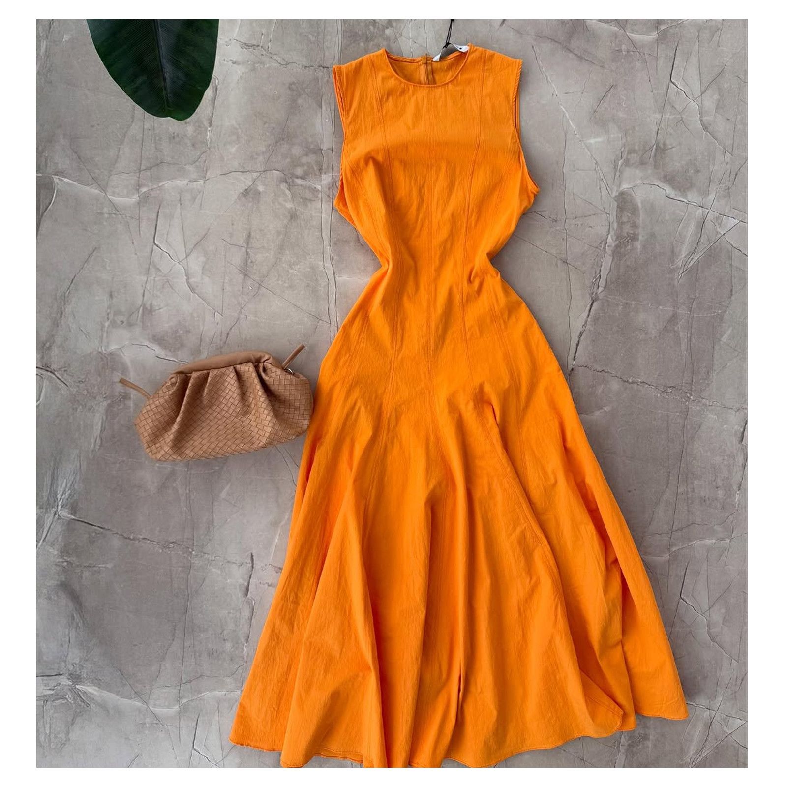 Zara ZARA Orange A-Line Midi Dress NWT Size L / US 10 / IT 46 - 23 Thumbnail