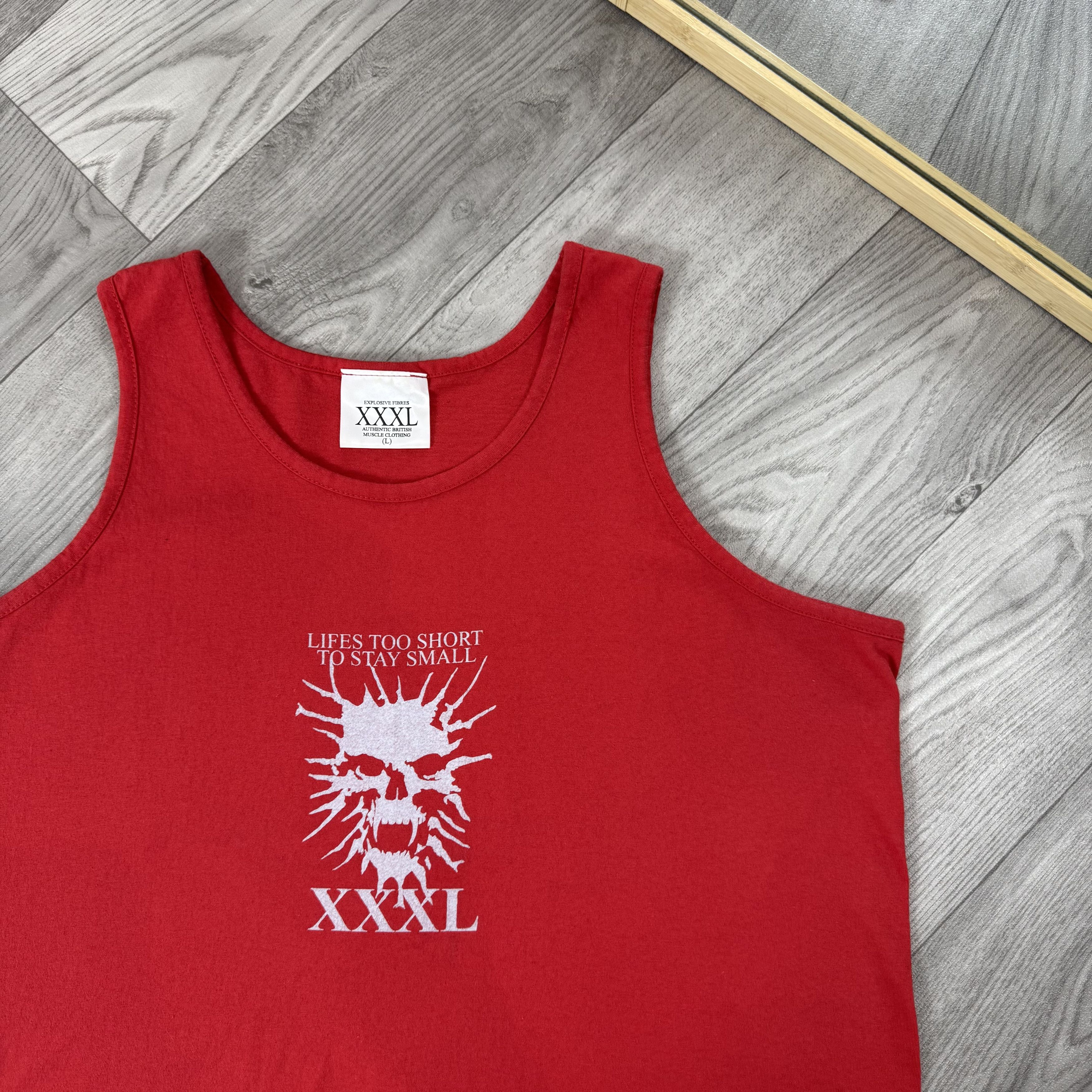 Vintage Vintage Gym Tank Top "LIFES TOO SHORT TO STAY SMALL" Red Size US M / EU 48-50 / 2 - 2 Thumbnail