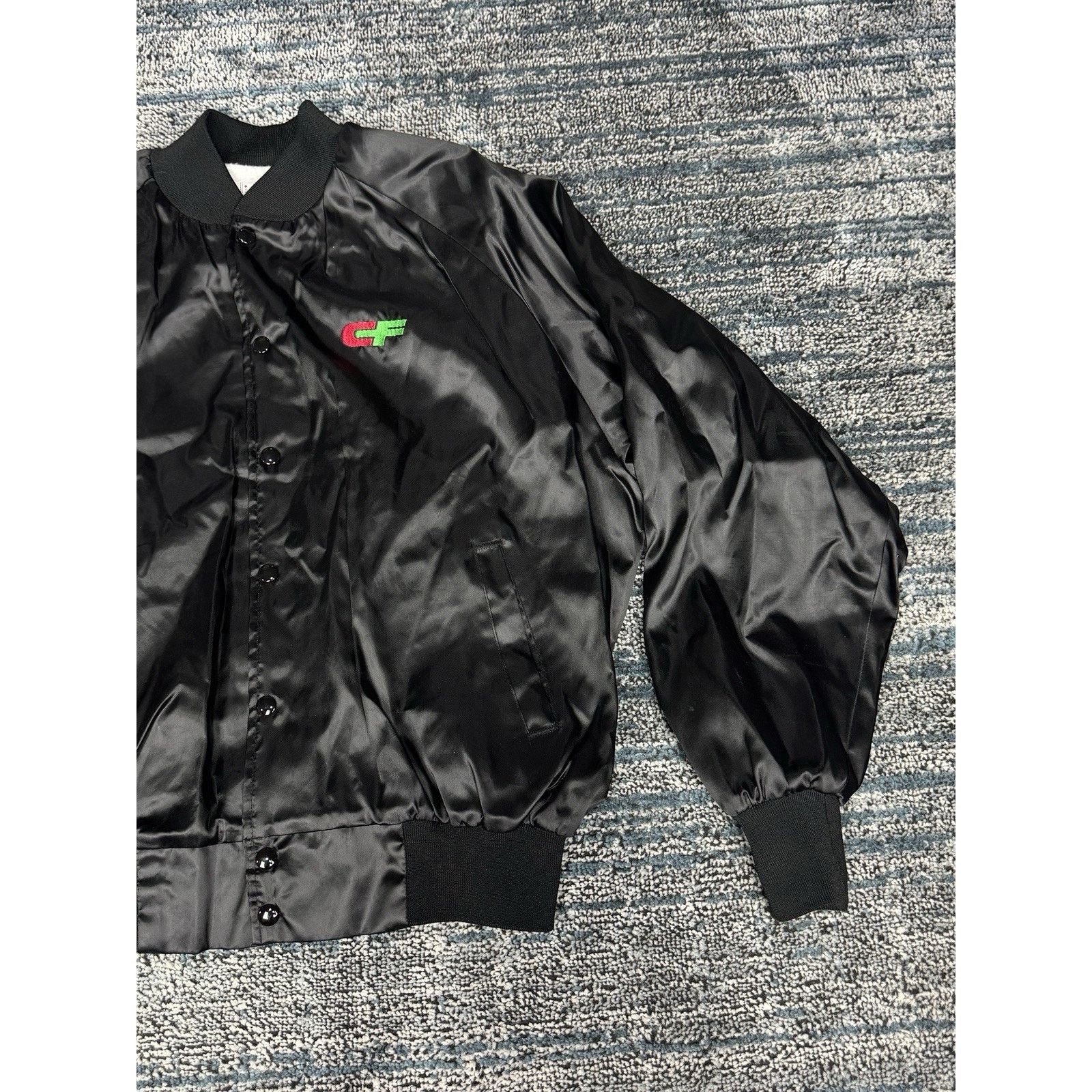 & Other Stories Vintage Silky Satin Embroidered CF Trucker Bomber Jacket L Size US L / EU 52-54 / 3 - 4 Thumbnail