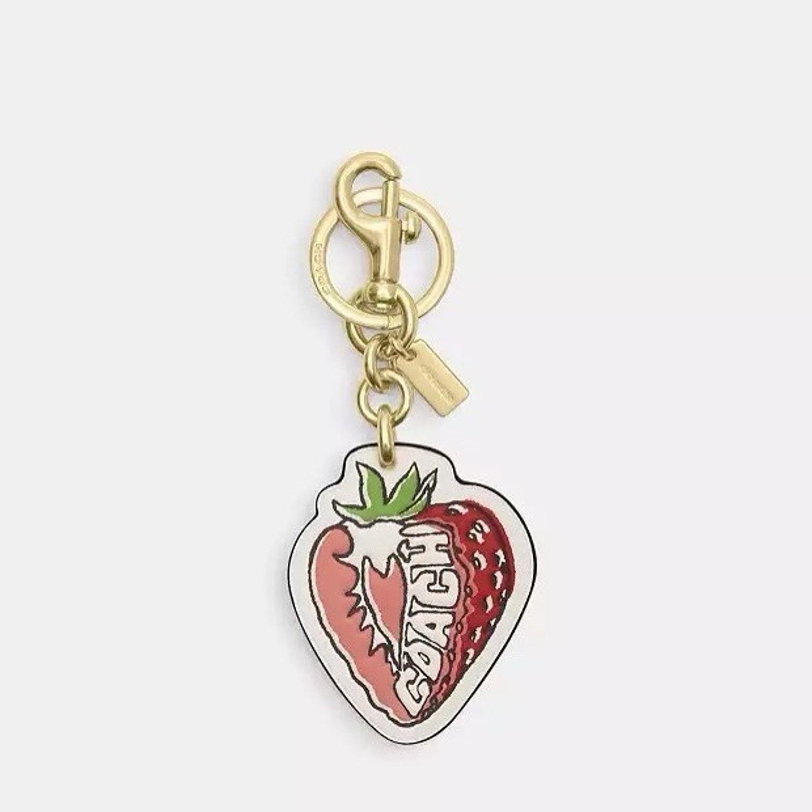 Coach NWT Coach Strawberry Bag Charm Keychain Fob CAO53 Gold/Chalk Size ONE SIZE - 5 Thumbnail
