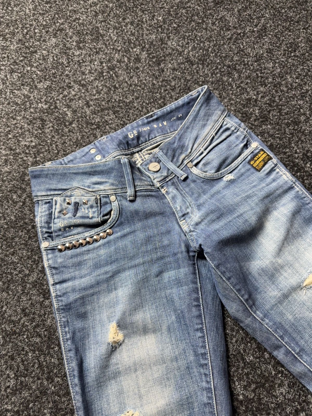 G-Star 00s G-Star RAW 3301 Distressed Punk Rock Denim Jeans Y2K Size 25" / US 0 / IT 36 - 5 Thumbnail