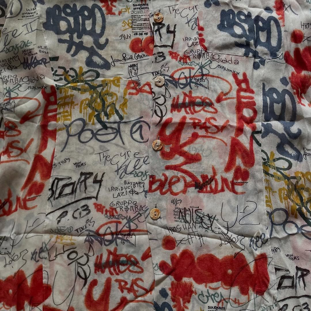 Jean Paul Gaultier Archive Jean Paul Gaultier SS1994 Graffiti Mesh Long Shirt Size US M / EU 48-50 / 2 - 5 Thumbnail