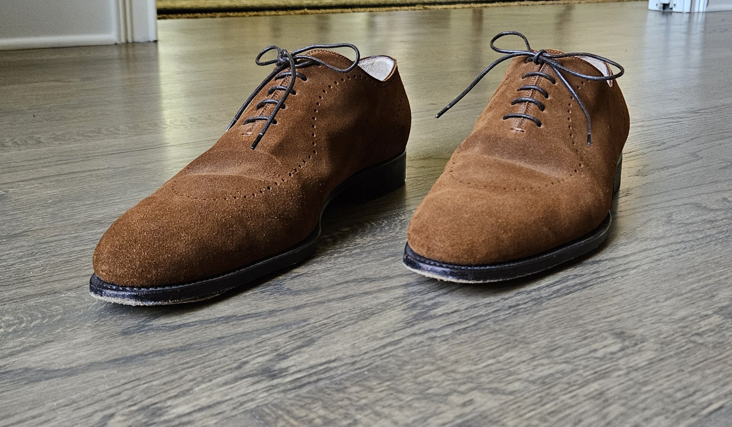 Kiton Kiton Napoli Suede Oxford Dress Shoes Brown Handmade Italy Size US 12 / EU 45 - 2 Thumbnail