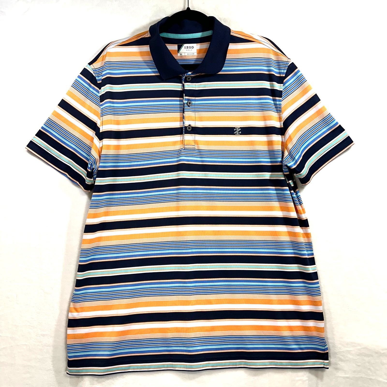 Izod IZOD Shirt XL Mens Golf Striped Blue Polo Logo Active Sport Size US XL / EU 56 / 4 - 1 Thumbnail