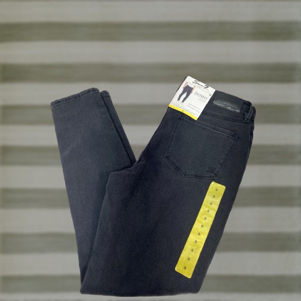 Vintage Seven7 Jeans Women Skinny 8 29X30 Black Denim High Rise Stretch NWT Size 30" / US 8 / IT 44 - 1 Thumbnail