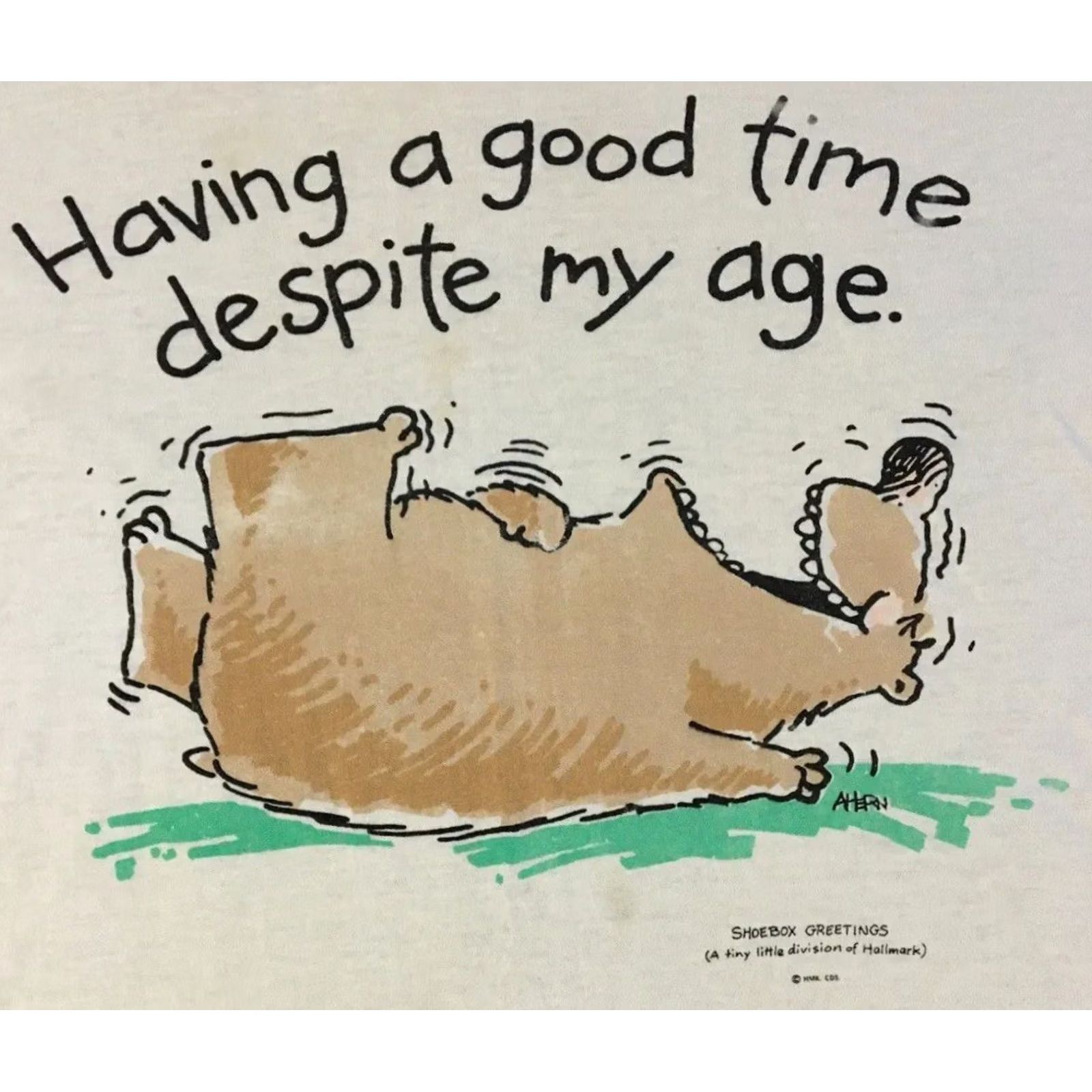 Vintage VINTAGE Having A Good Time Despite My Age Faded Shirt S M Funny Saying Grunge 80s 90s White USA Men T-Shirt Small Medium Blocked Size US S / EU 44-46 / 1 - 3 Thumbnail