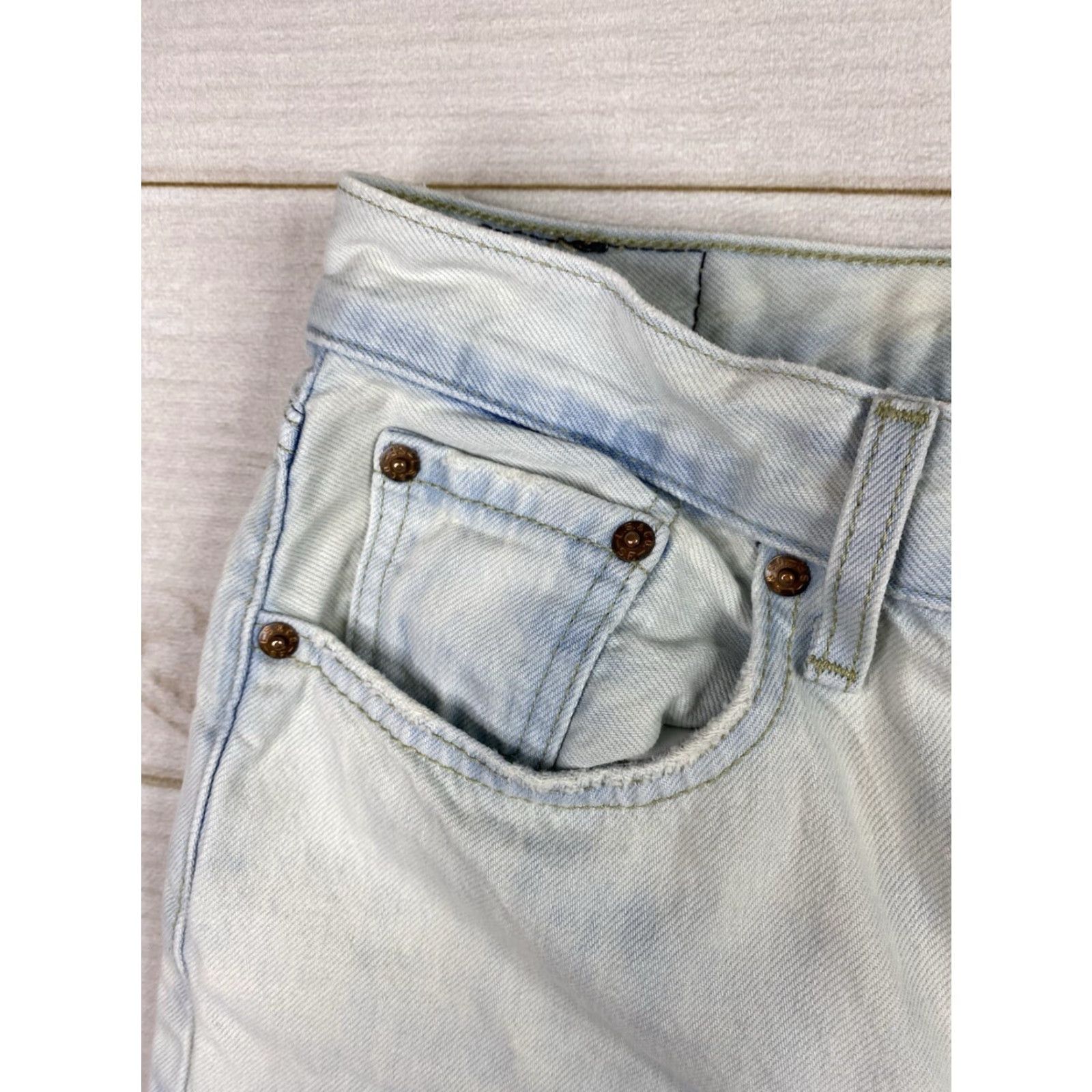 Levi's Levi's Low Pro Straight Jeans Womens 28 Light Acid Wash Distressed Denim Blue 100% Cotton Regular Rise Inseam 29.5 in Boys? Size 29" - 4 Thumbnail