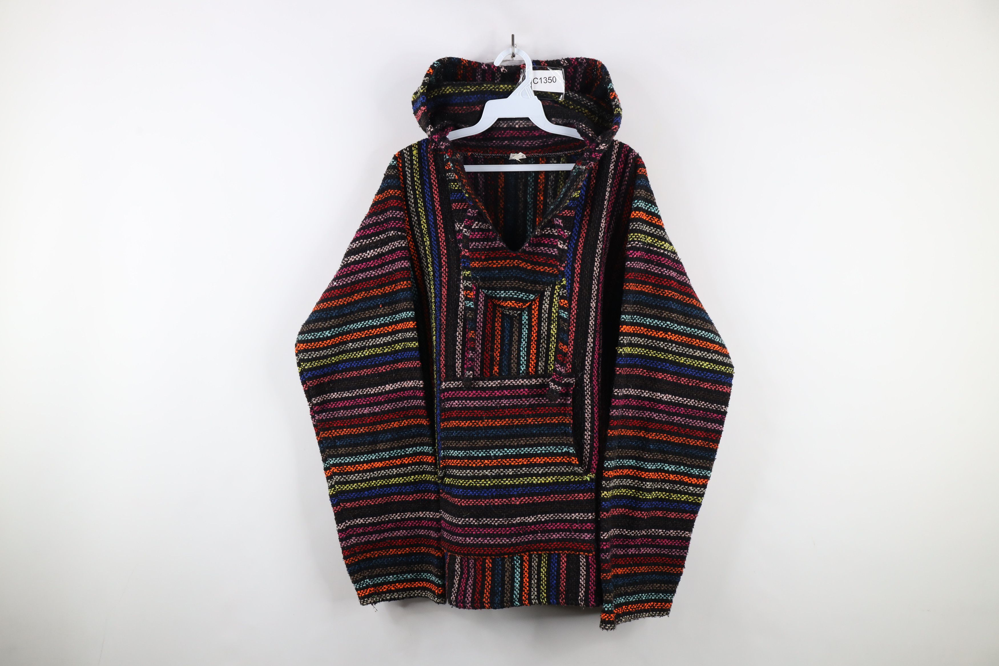Vintage Vintage 90s Streetwear Striped Drug Rug Hoodie Sweatshirt Size US L / EU 52-54 / 3 - 1 Thumbnail