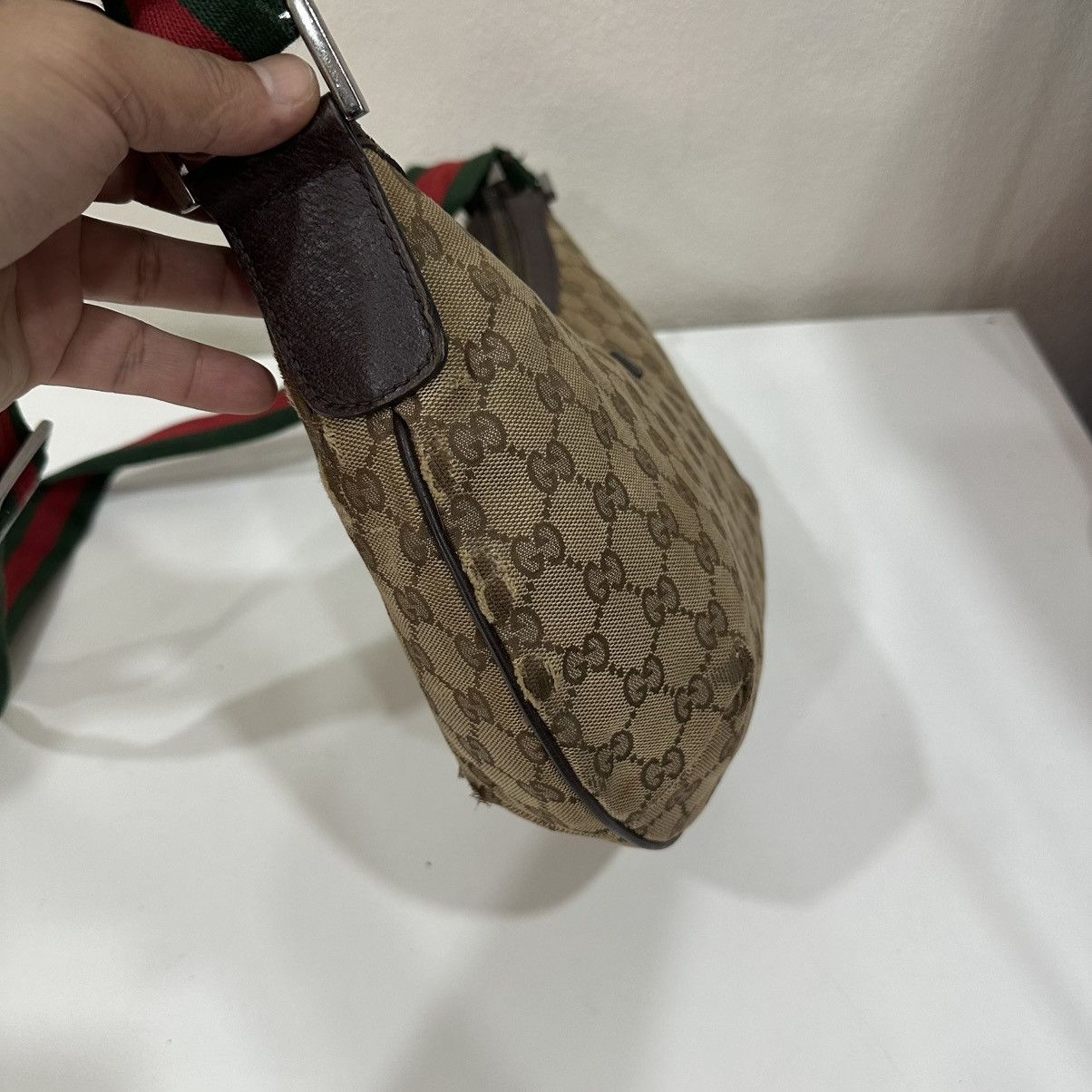 Gucci GUCCI GG WEB HALF MOON MEDIUM CROSSBODY BAG 17 Size ONE SIZE - 5 Thumbnail