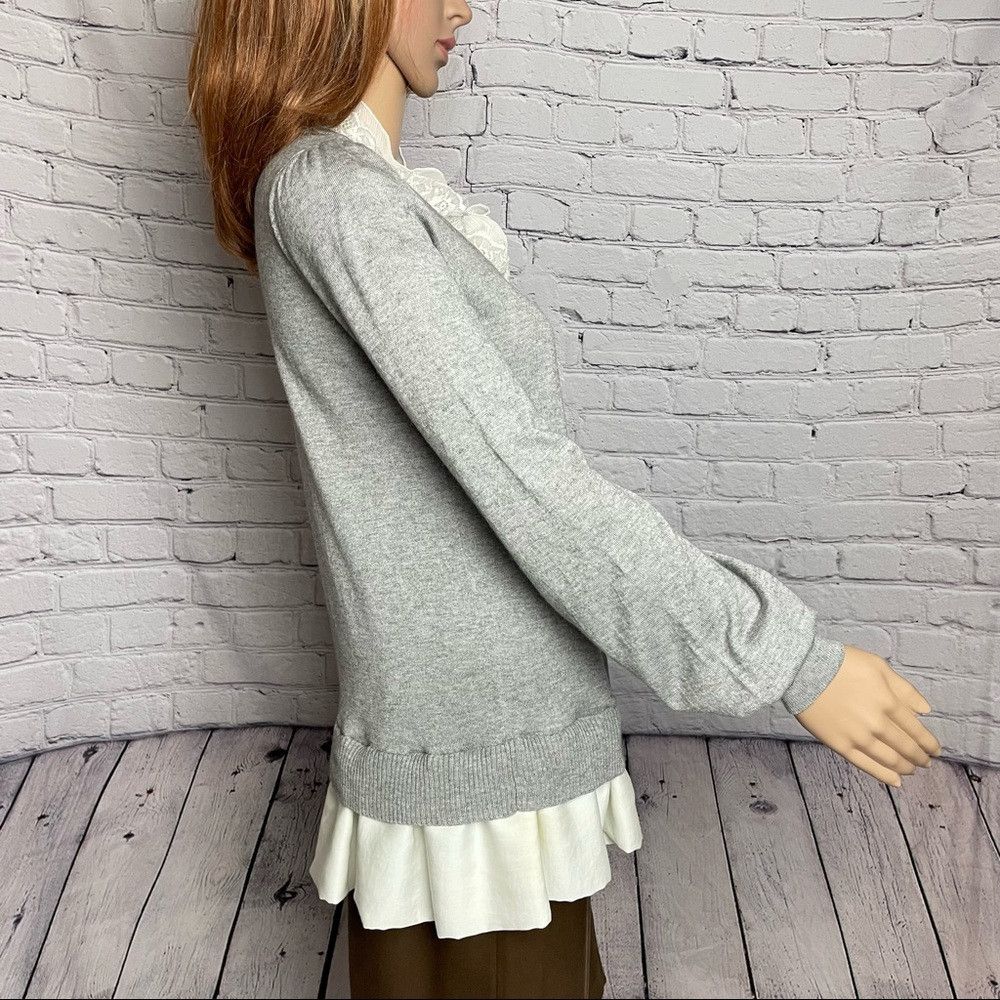 Other Plastic Island Rayon Wool Grey Cardigan With Lace Detail Si Size M / US 6-8 / IT 42-44 - 3 Thumbnail