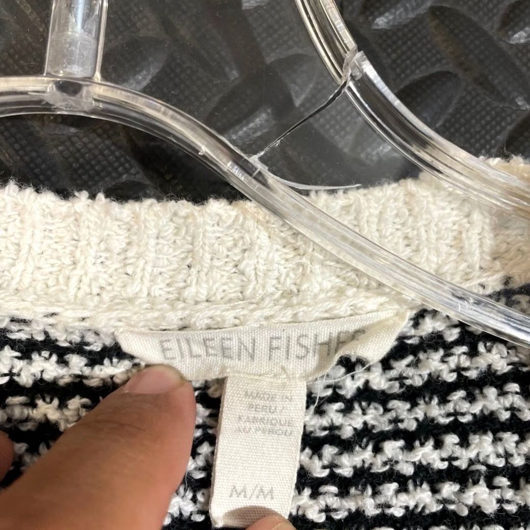 Eileen Fisher Eileen Fisher Cardigan Sweater Multicolor Stripe Handkerchief Hem V-Neck Long Sleeve 100% Organic Cotton Size M / US 6-8 / IT 42-44 - 2 Thumbnail