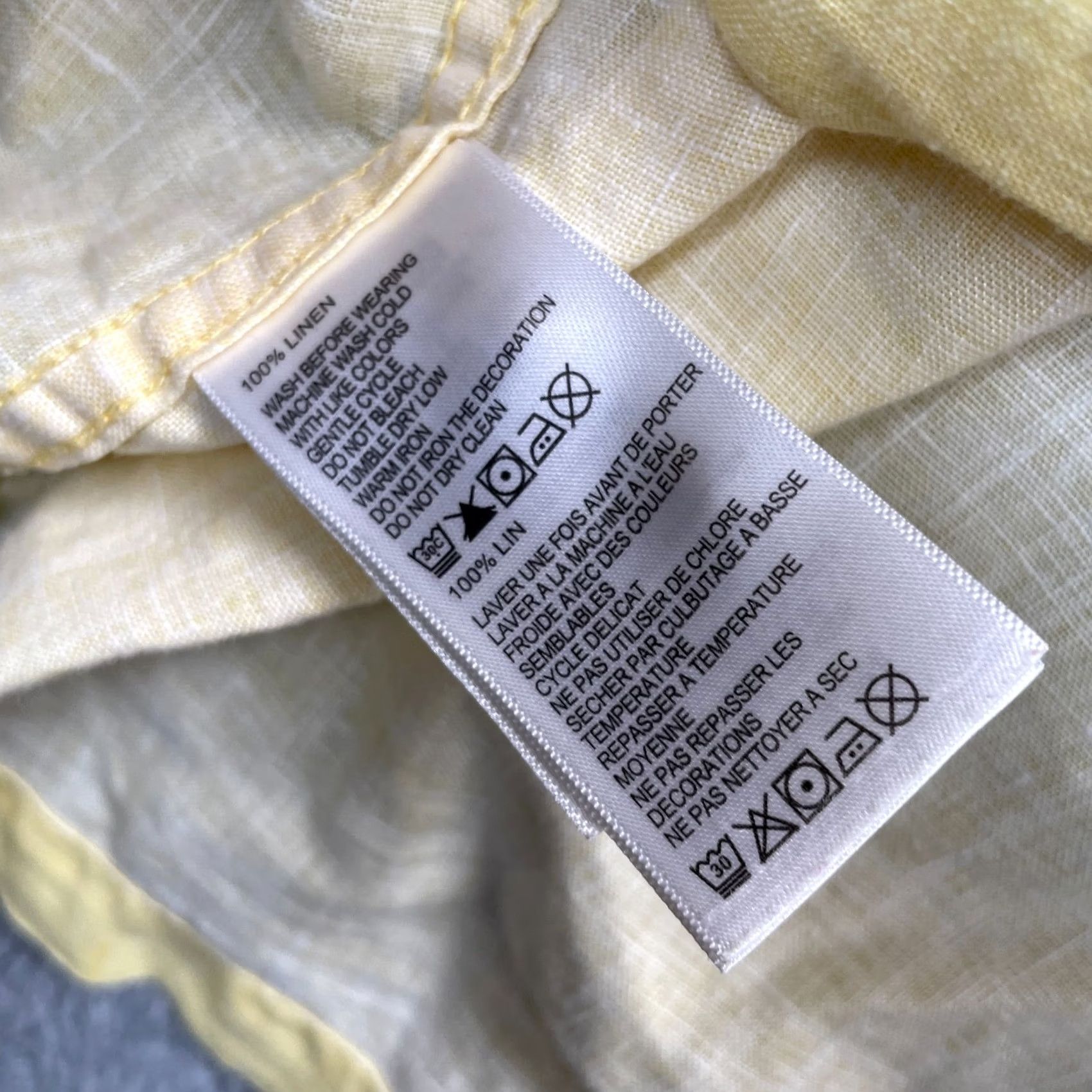 Tommy Bahama VINTAGE Tommy Bahama Shirt Mens XL Yellow Linen Pleated Button Up Side Slit Size US XL / EU 56 / 4 - 4 Thumbnail
