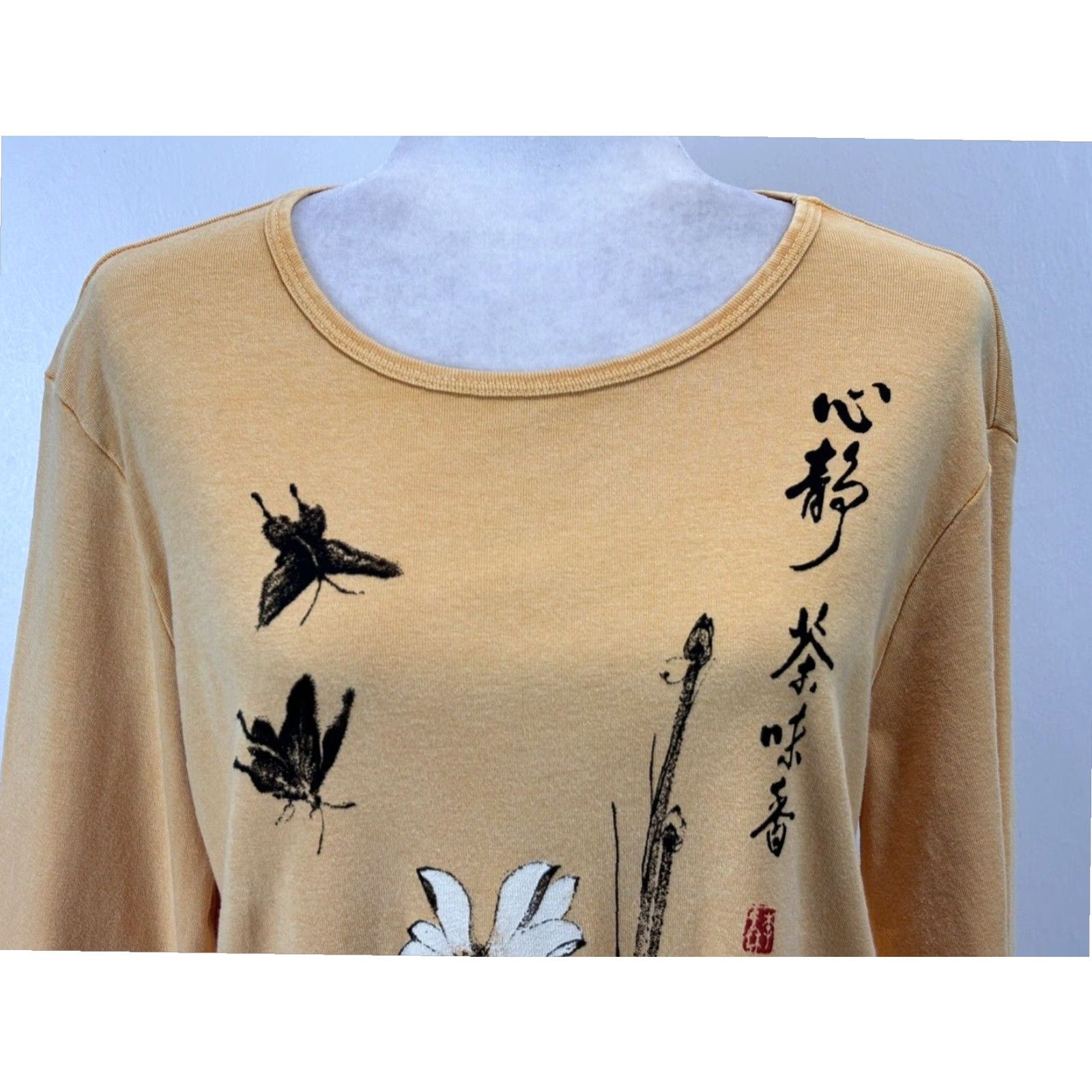Vintage Jess & Jane Women's Casual Asian Top Shirt Yellow Medium Made USA Size M / US 6-8 / IT 42-44 - 5 Thumbnail