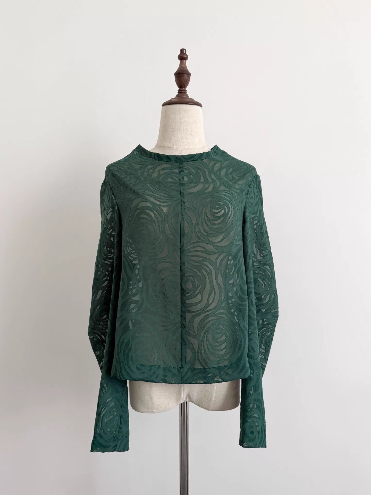 Comme des Garcons CDG 1996 FW Dark Green Rose Sheer Top Size ONE SIZE - 5 Thumbnail