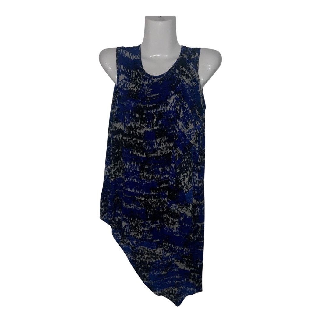 Bcbgmaxazria Edythe Orient Blue Tunic Top Blouse asymmetrical hemline XS Size XS / US 0-2 / IT 36-38 - 2 Thumbnail