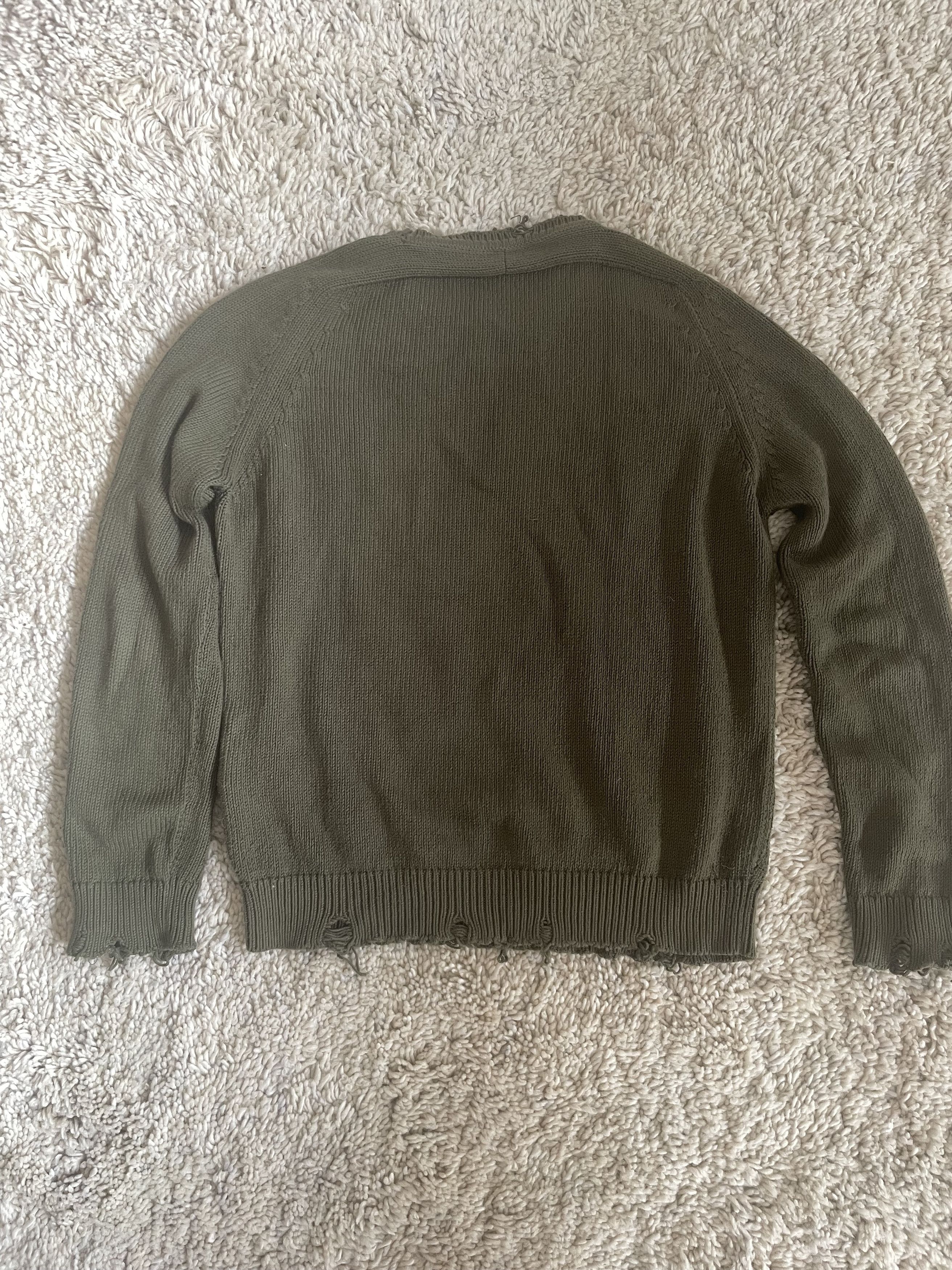 Saint Laurent Paris Saint Laurent Green Distressed Knit Sweater Size US XL / EU 56 / 4 - 2 Thumbnail