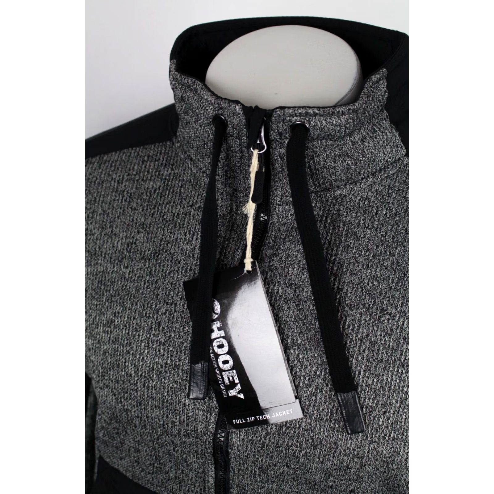 Vintage Hooey Men's Full Zip Sweater Jacket Fleece Lined M Medium Charcoal Black HJ093XH Size US M / EU 48-50 / 2 - 4 Thumbnail
