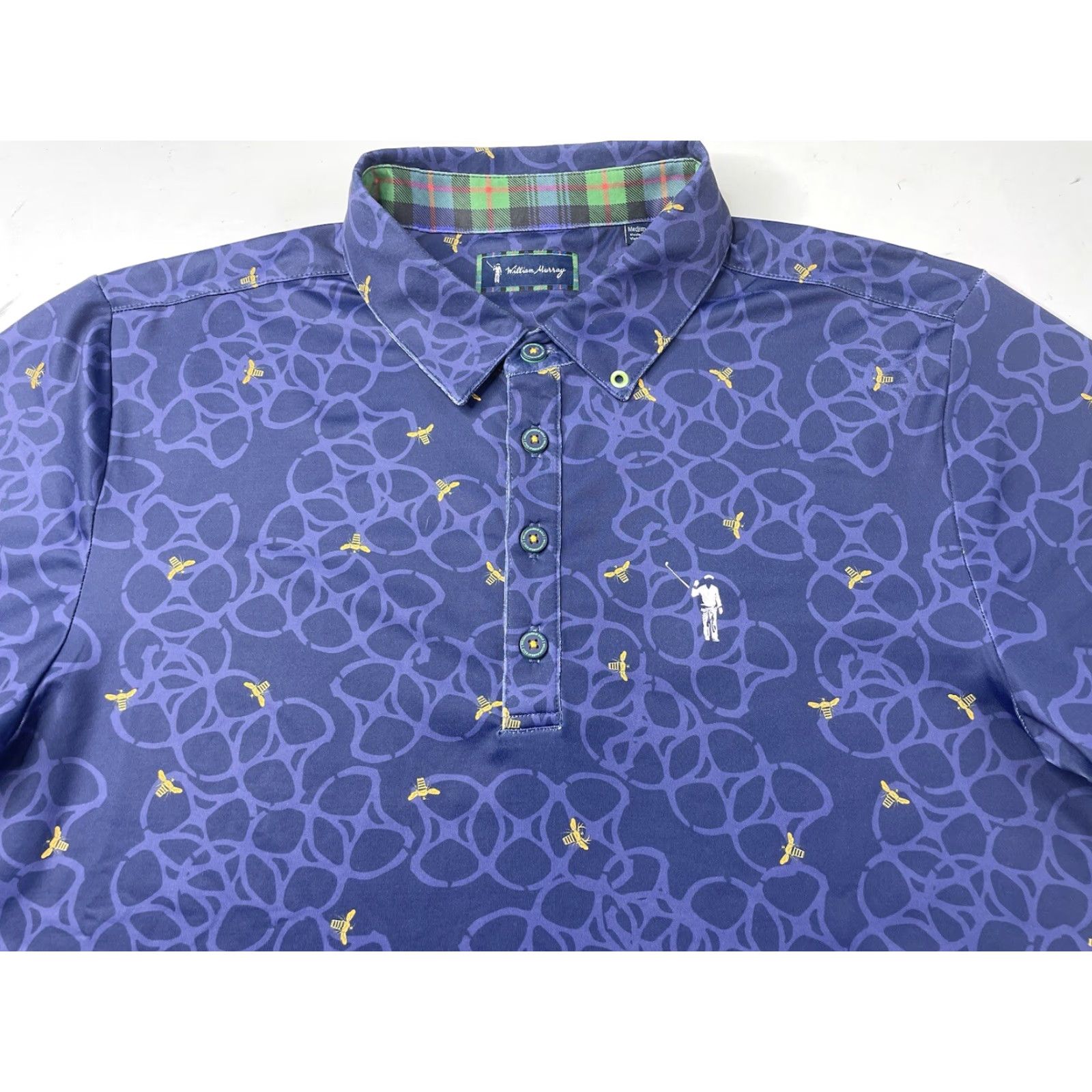Vintage William Murray Mens Polo Golf Shirt Blue Bees Bill Golfer Club Logo Medium Shirt Size US M / EU 48-50 / 2 - 2 Thumbnail