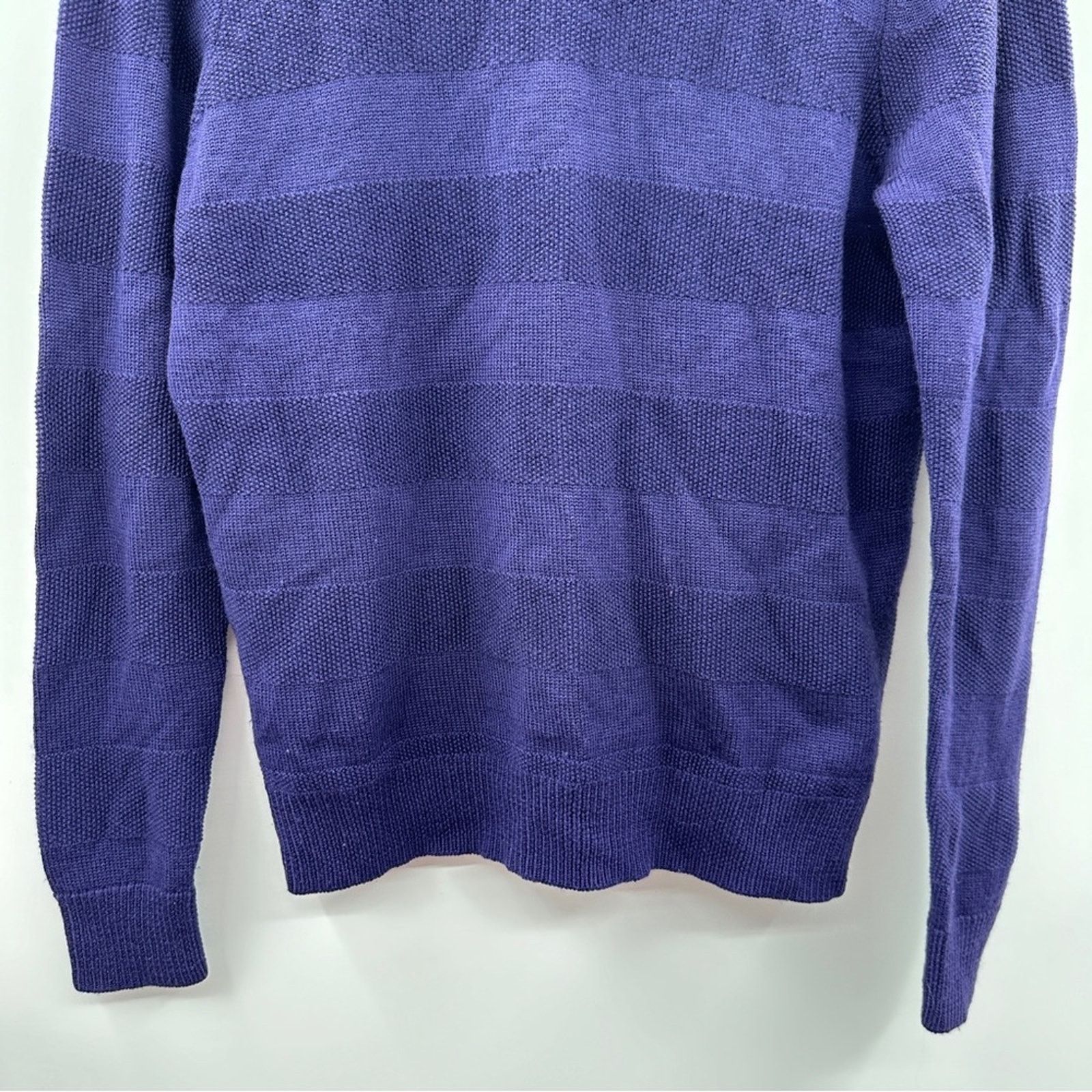Nordstrom Nordstrom Merino Wool Purple Striped V Neck Sweater Sz S Size US S / EU 44-46 / 1 - 3 Thumbnail