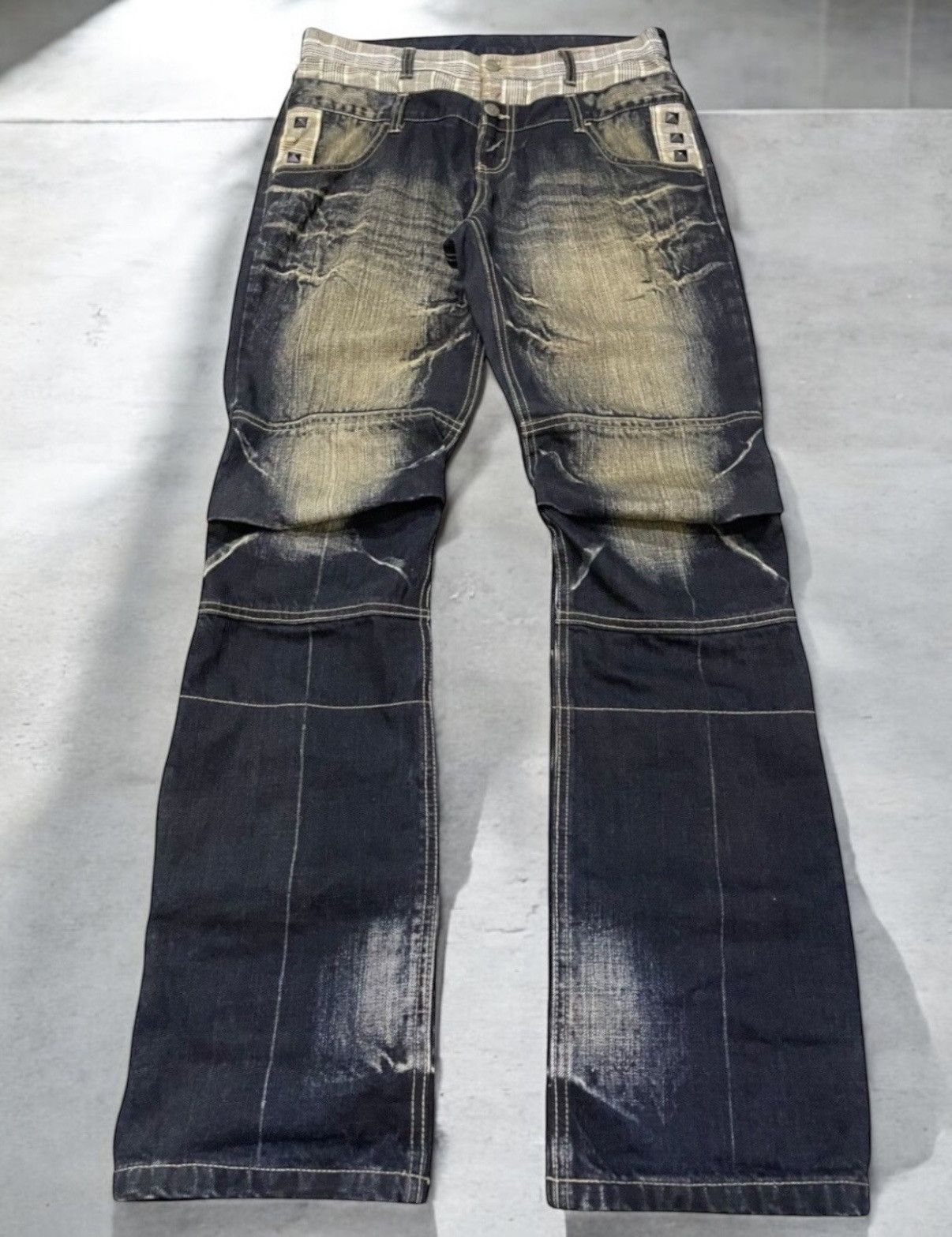PPFM PPFM Booze & Pills & Powders Double Waist Mud Wash Jeans Size US 32 / EU 48 - 1 Thumbnail