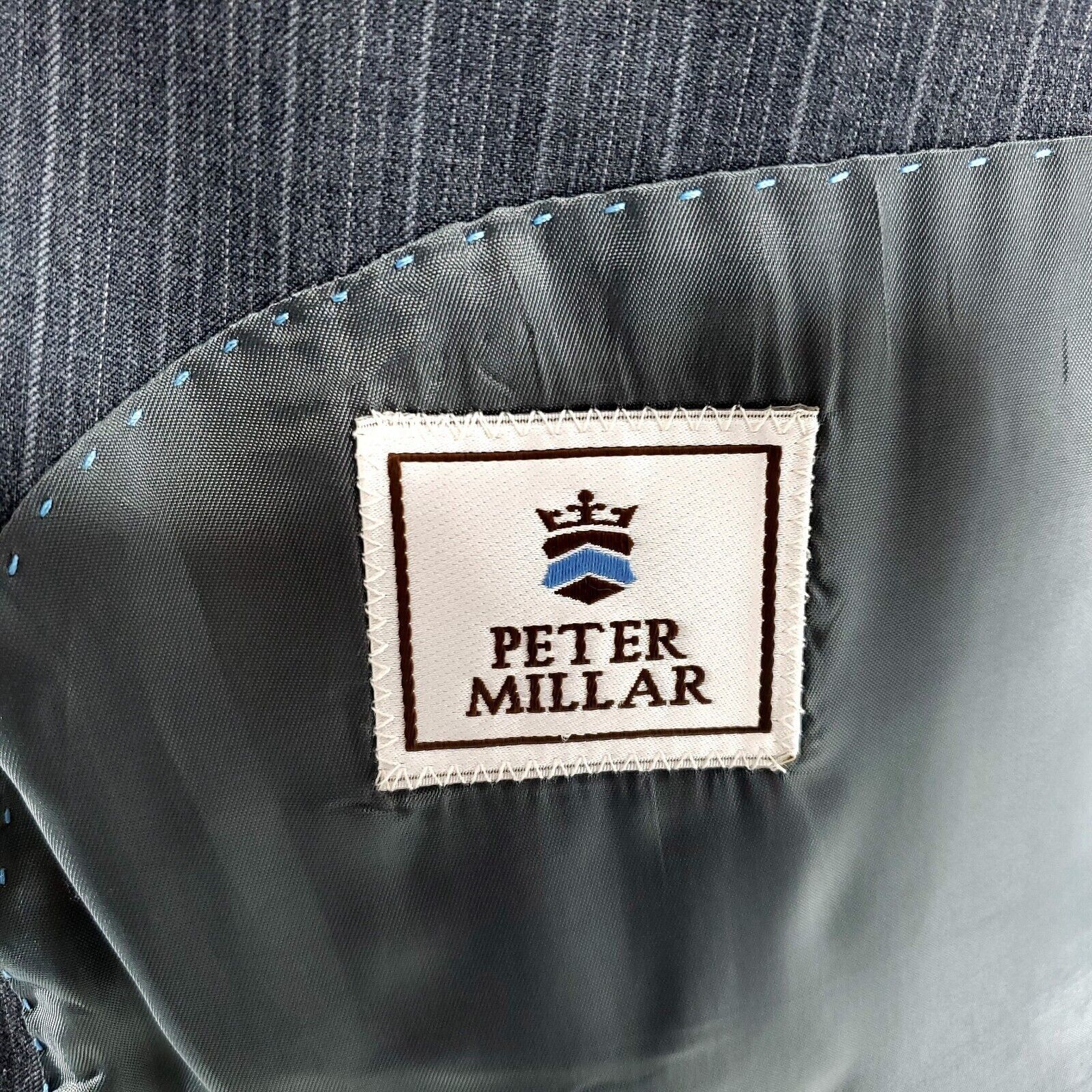 Peter Millar Peter Millar Wool 2 Button Suit Jacket 48L Gray Striped Size 48L - 7 Thumbnail
