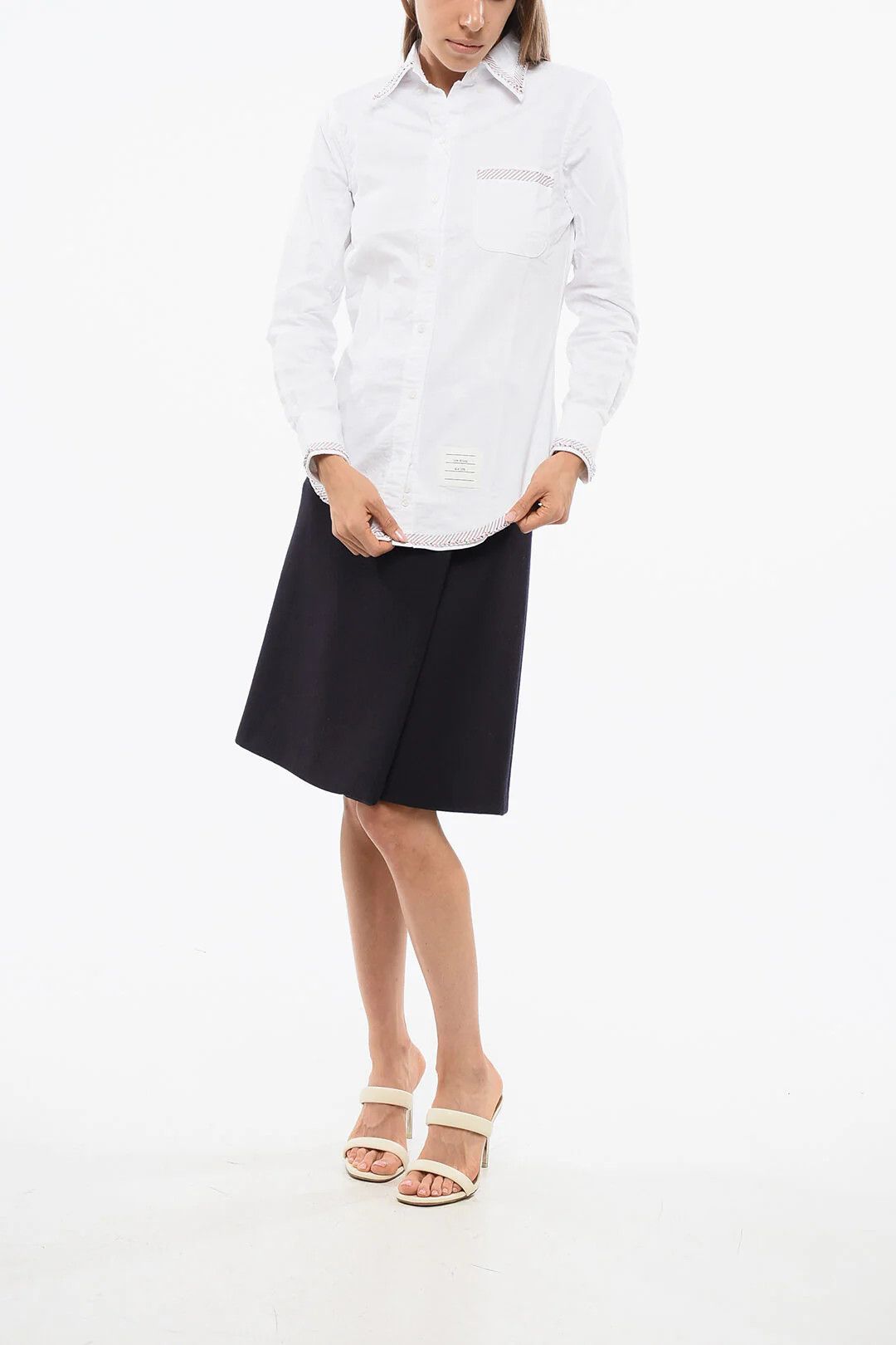 Thom Browne og1mm0426 Cotton Oxford Shirt in White Size S / US 4 / IT 40 - 4 Thumbnail