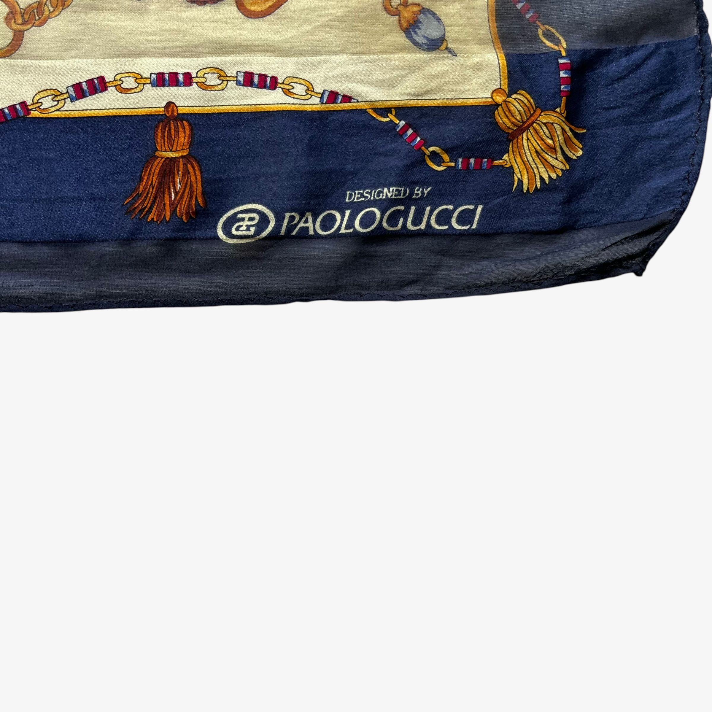 Paolo Gucci Vintage 80s Paolo Gucci Medallion & Tartan Print Silk Scarf Size ONE SIZE - 2 Thumbnail