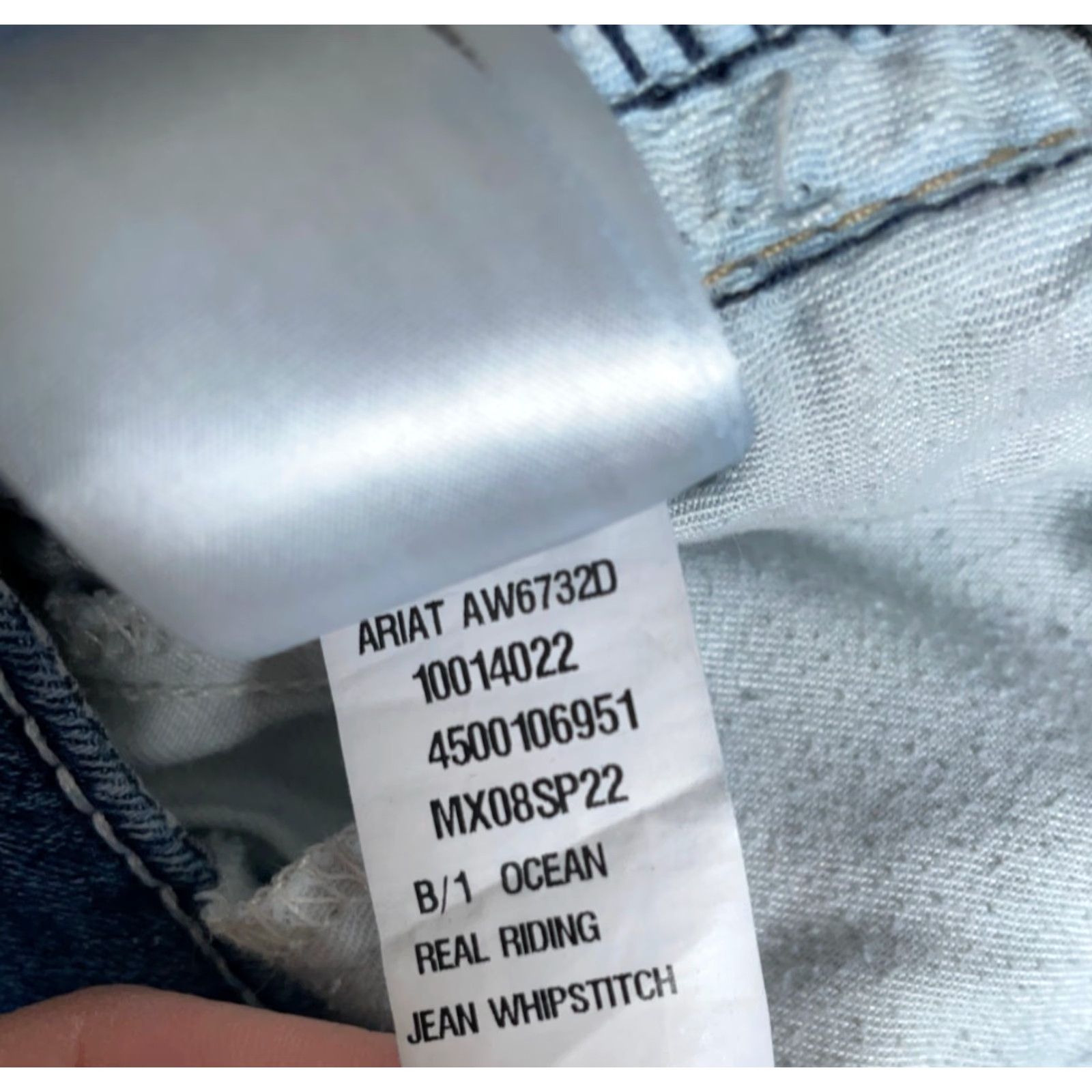 Ariat Ariat Bootcut Jeans Women's 34R Blue Denim Whipstitch 5-Pocket Stretch Mid Rise Regular Inseam 32" Adult Womens 36 x 32 Size 24" / US 00 / IT 34 - 4 Thumbnail