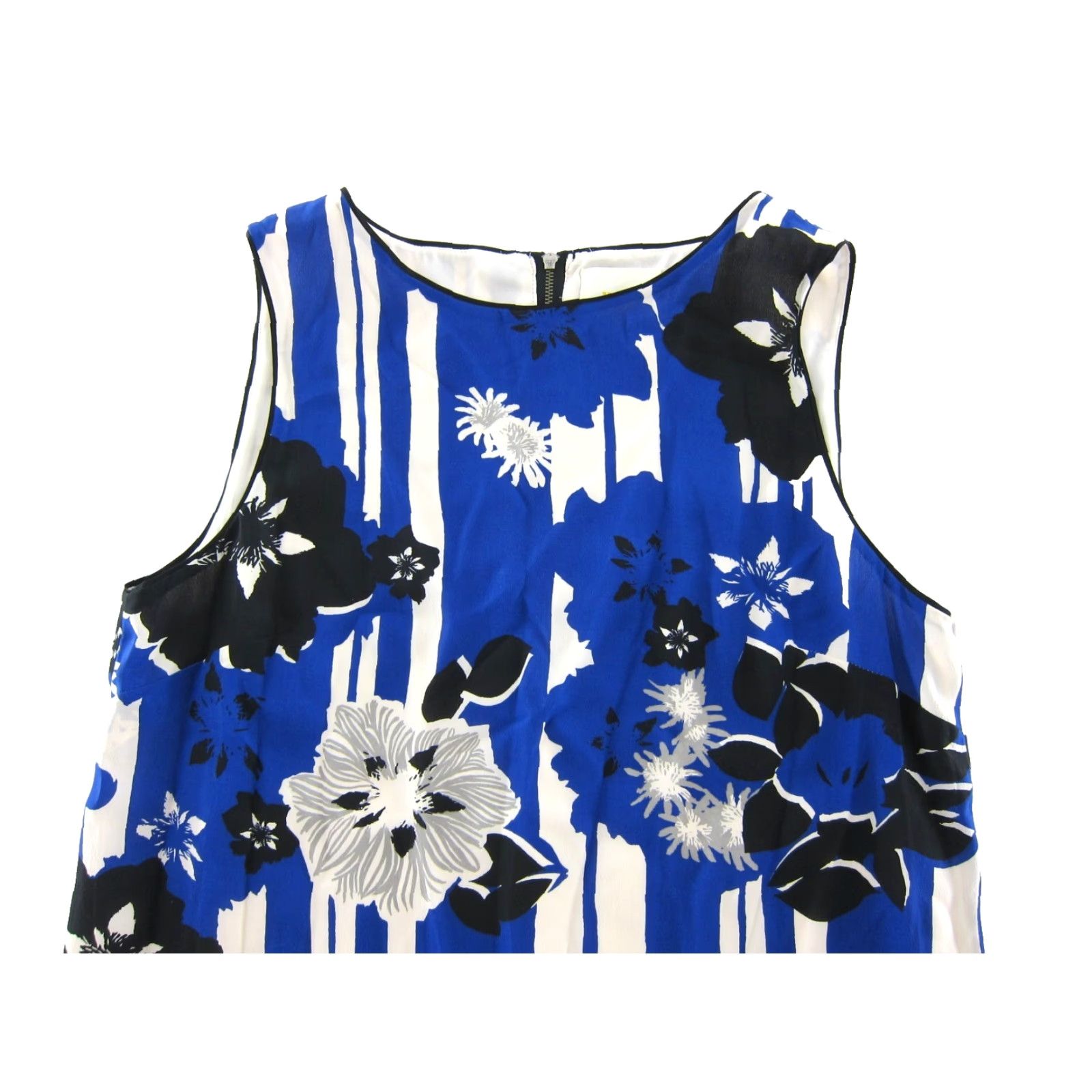 Vintage NWT Maeve Anthropologie Canna Blue Black Floral Silk Shift Tank Dress 8 Size M / US 6-8 / IT 42-44 - 4 Thumbnail