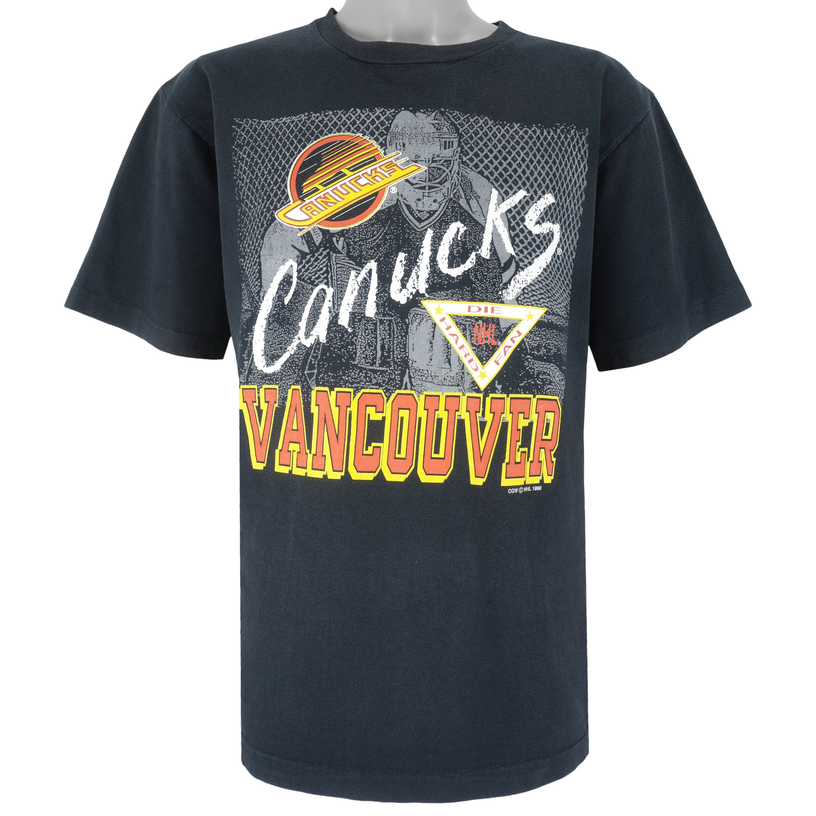 NHL (Waves) - Vancouver Canucks Single Stitch T-Shirt 1990 Size US L / EU 52-54 / 3 - 1 Thumbnail