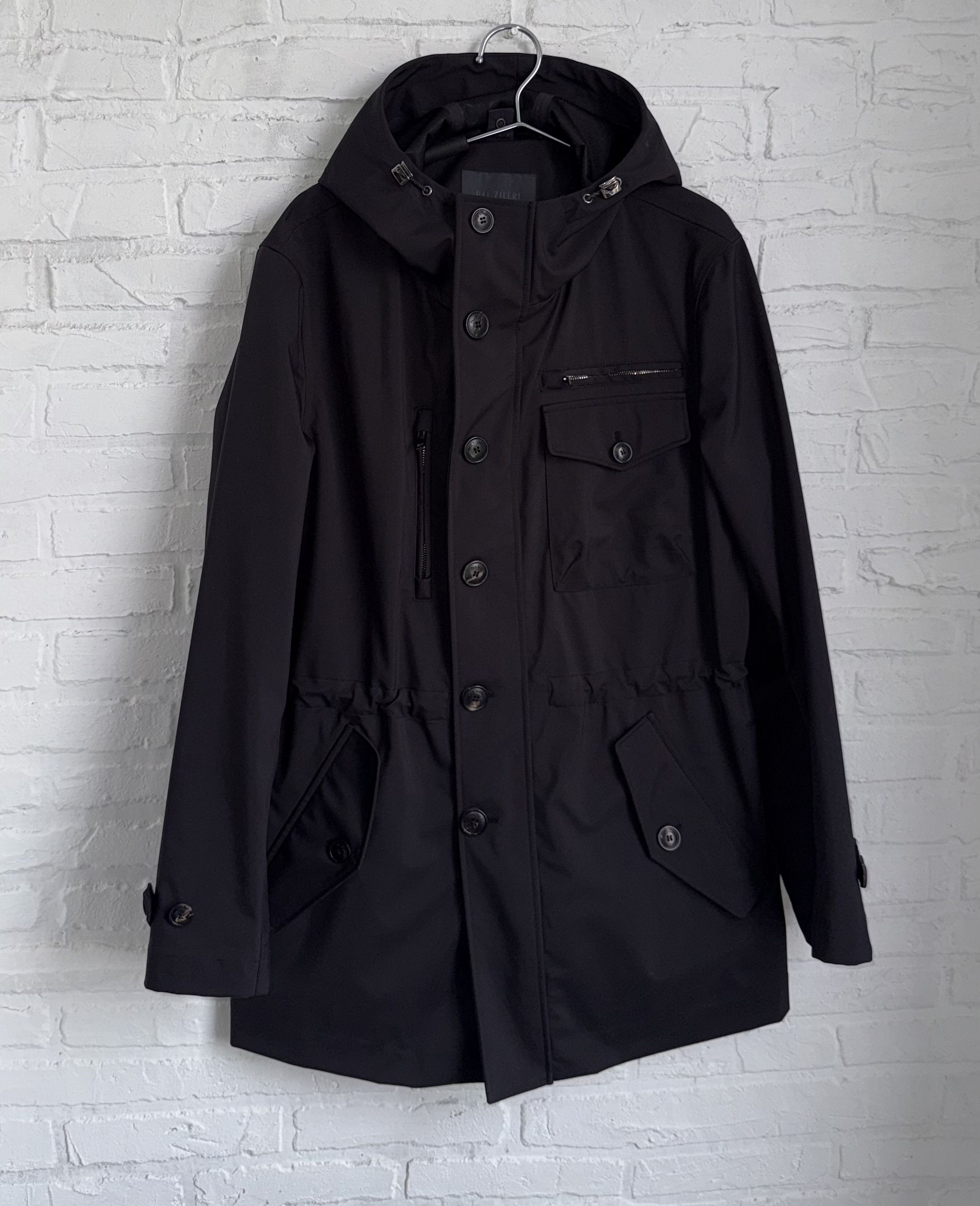 Pal Zileri cult black hooded parka rain jacket