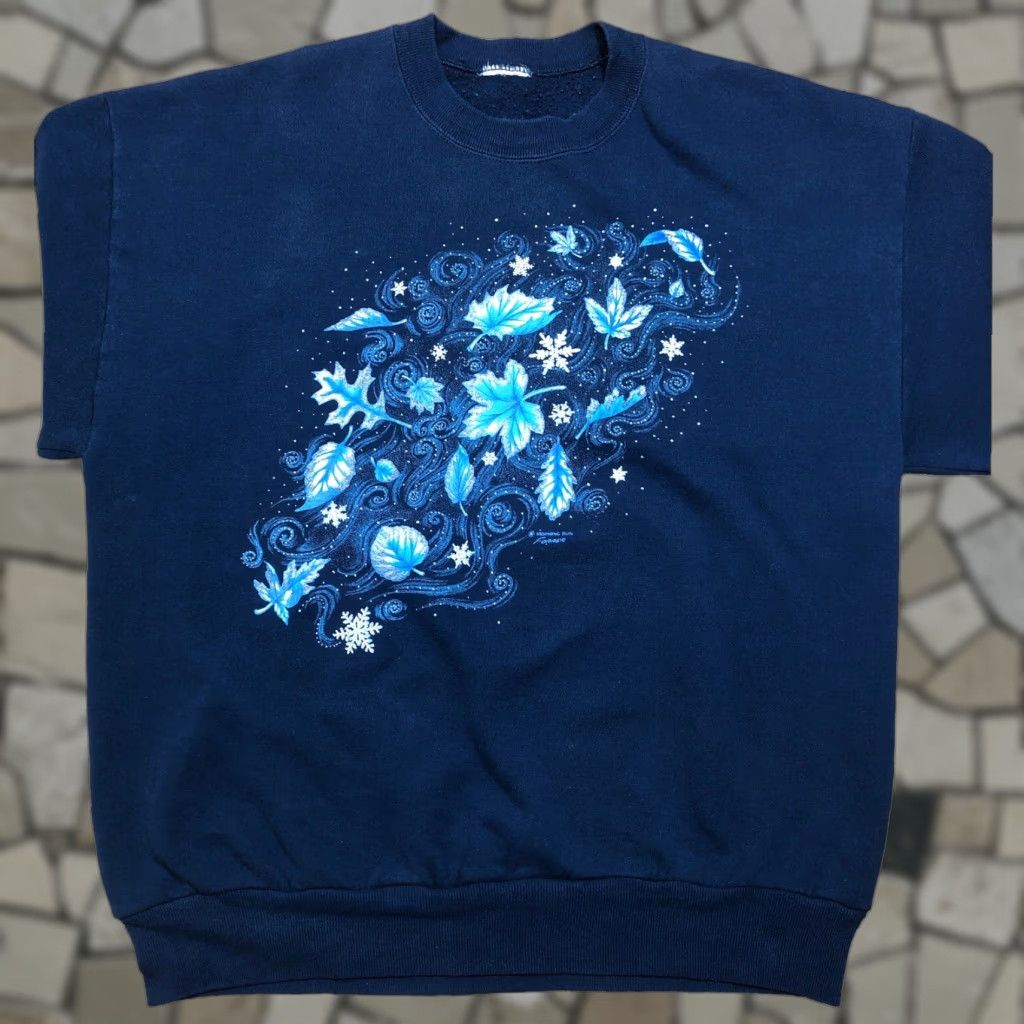 Vintage VINTAGE Morning Sun Forrer Sweatshirt Womens XL Blue Snow Leaves Winter 90s Graphic Print Pullover Crew Neck Size XL / US 12-14 / IT 48-50 - 1 Thumbnail