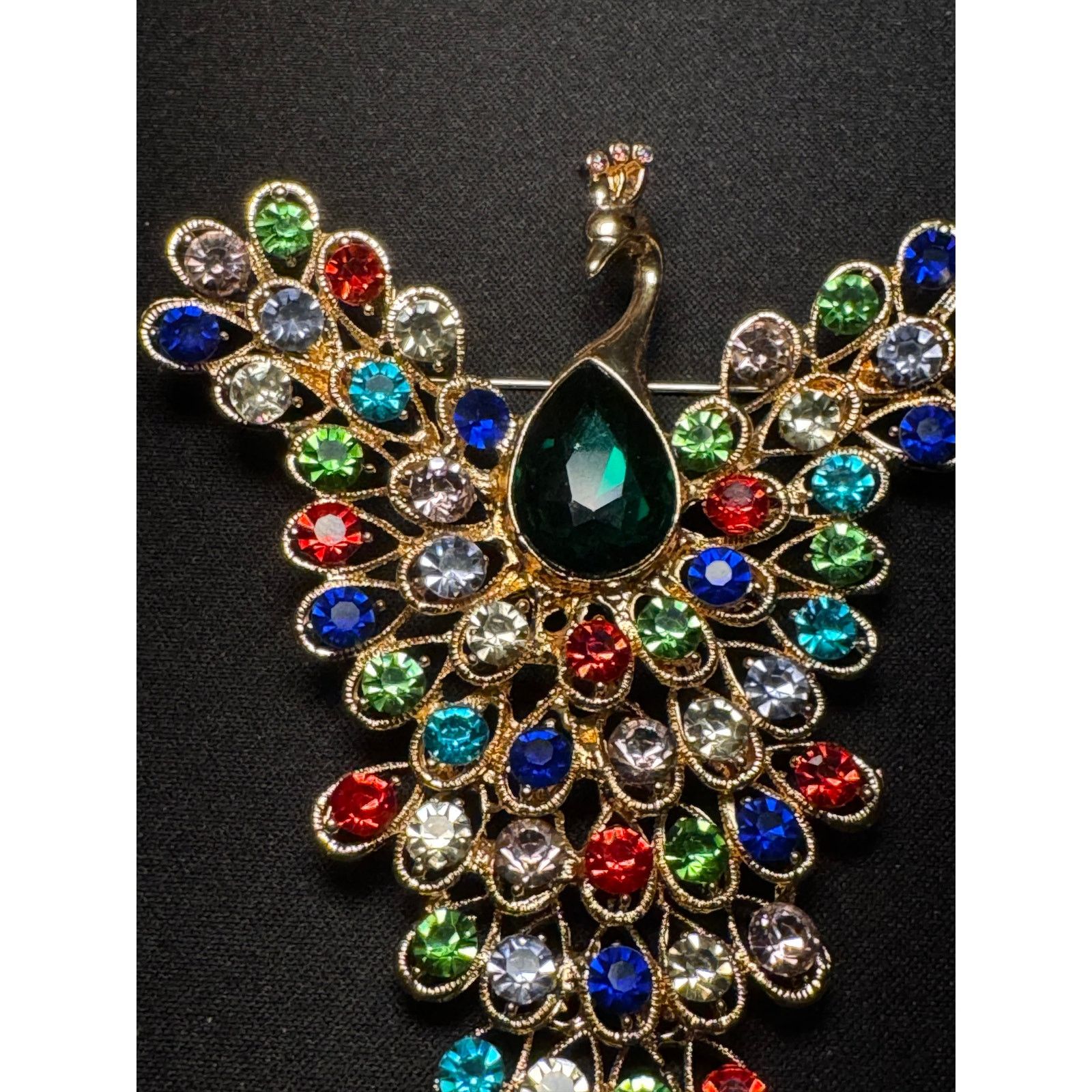 Other Large Multicolored Rhinstone Articulated Peacock Brooch Size ONE SIZE - 2 Thumbnail