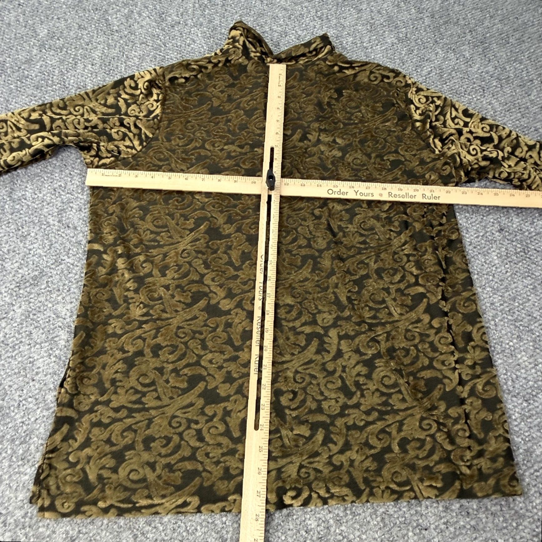 Diane von Furstenberg VINTAGE Diane von Furstenberg Blouse Womens 1X Black Gold Velvet Burnout USA 90s Size XL / US 12-14 / IT 48-50 - 5 Thumbnail