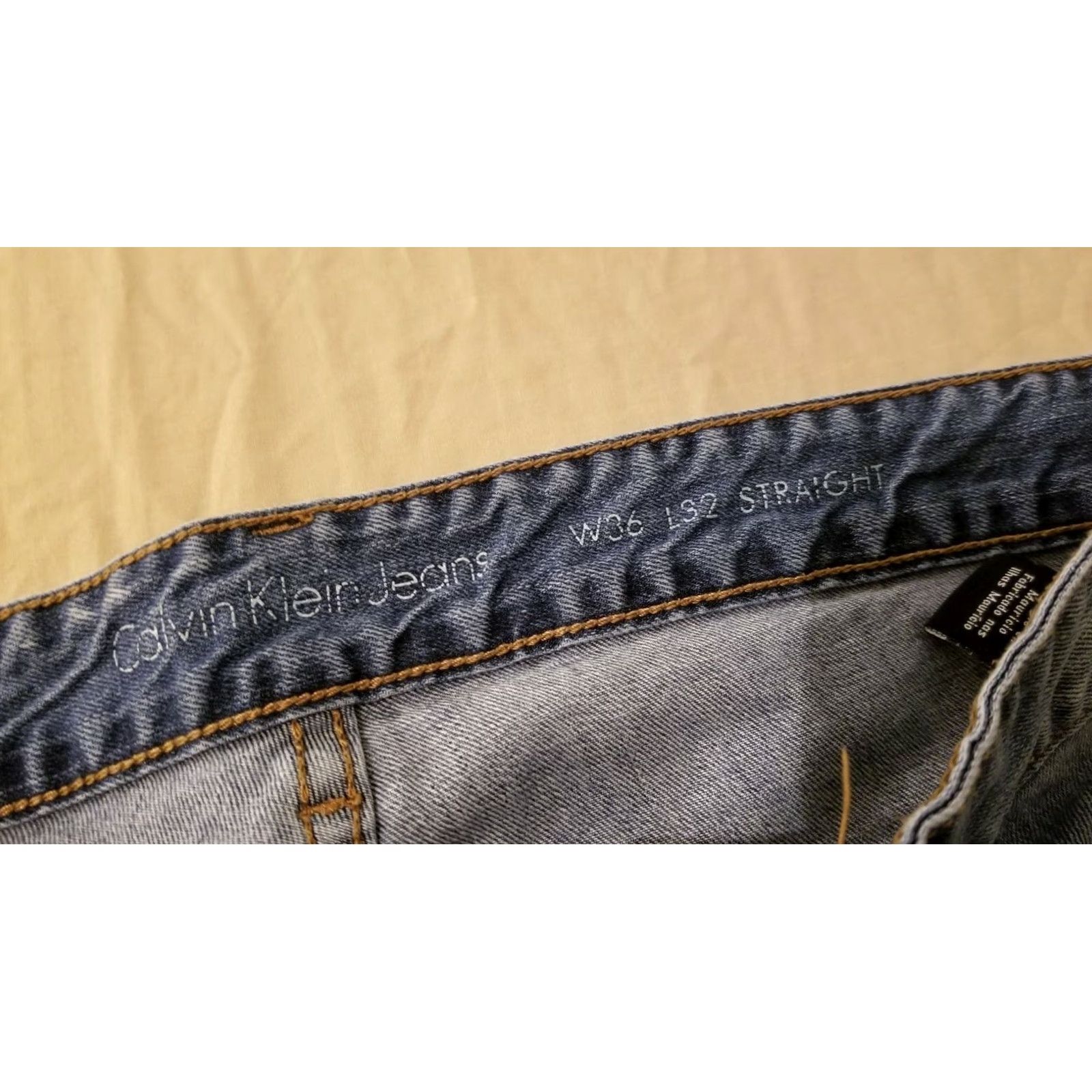 Calvin Klein Calvin Klein Jeans Mens 36x32 Denim Straight Blue Jeans 36x32 Regular Mens Blue Slim? Size US 36 / EU 52 - 5 Thumbnail