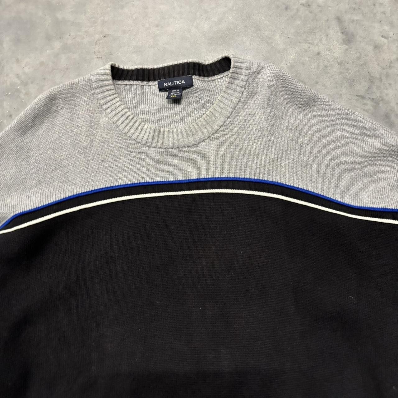Japanese Brand × Vintage Crazy Vintage Y2K/2000s Grunge Grey Black Striped Skater Sweater! Size US XXL / EU 58 / 5 - 4 Thumbnail