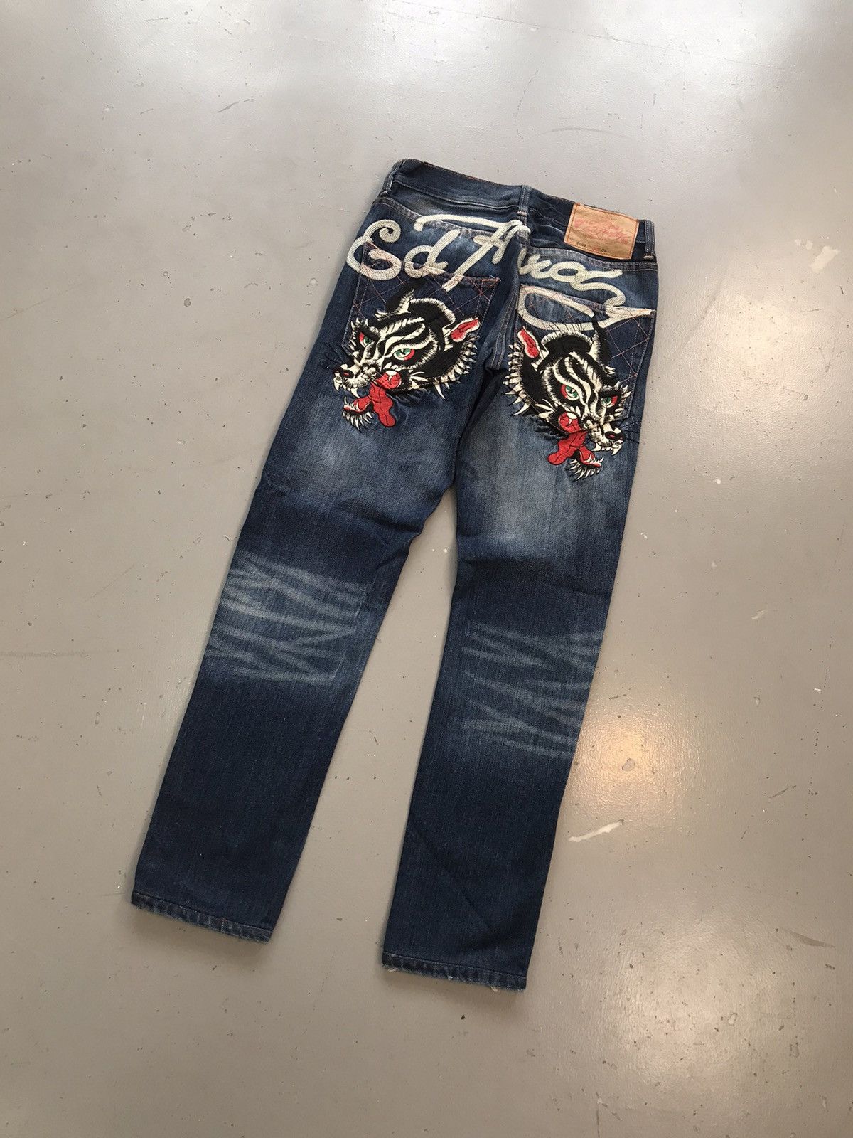 Ed Hardy × Vintage Vintage Edhardy wolf 🐺 face embroidered denim Size 28" / US 6 / IT 42 - 7 Thumbnail