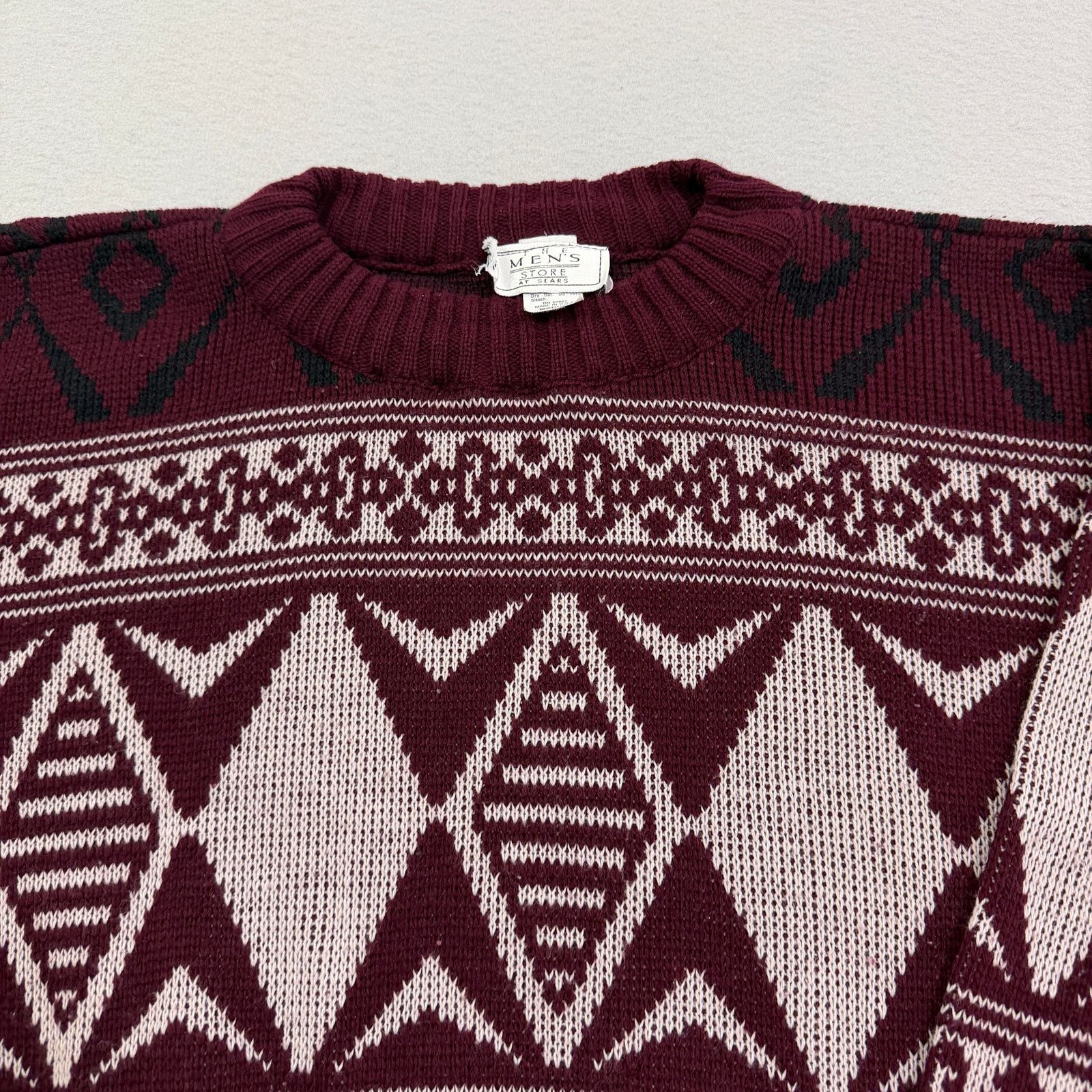 Vintage Vintage Sears Sweater Men's Medium Red Geometric Knit 90s Size US M / EU 48-50 / 2 - 3 Thumbnail