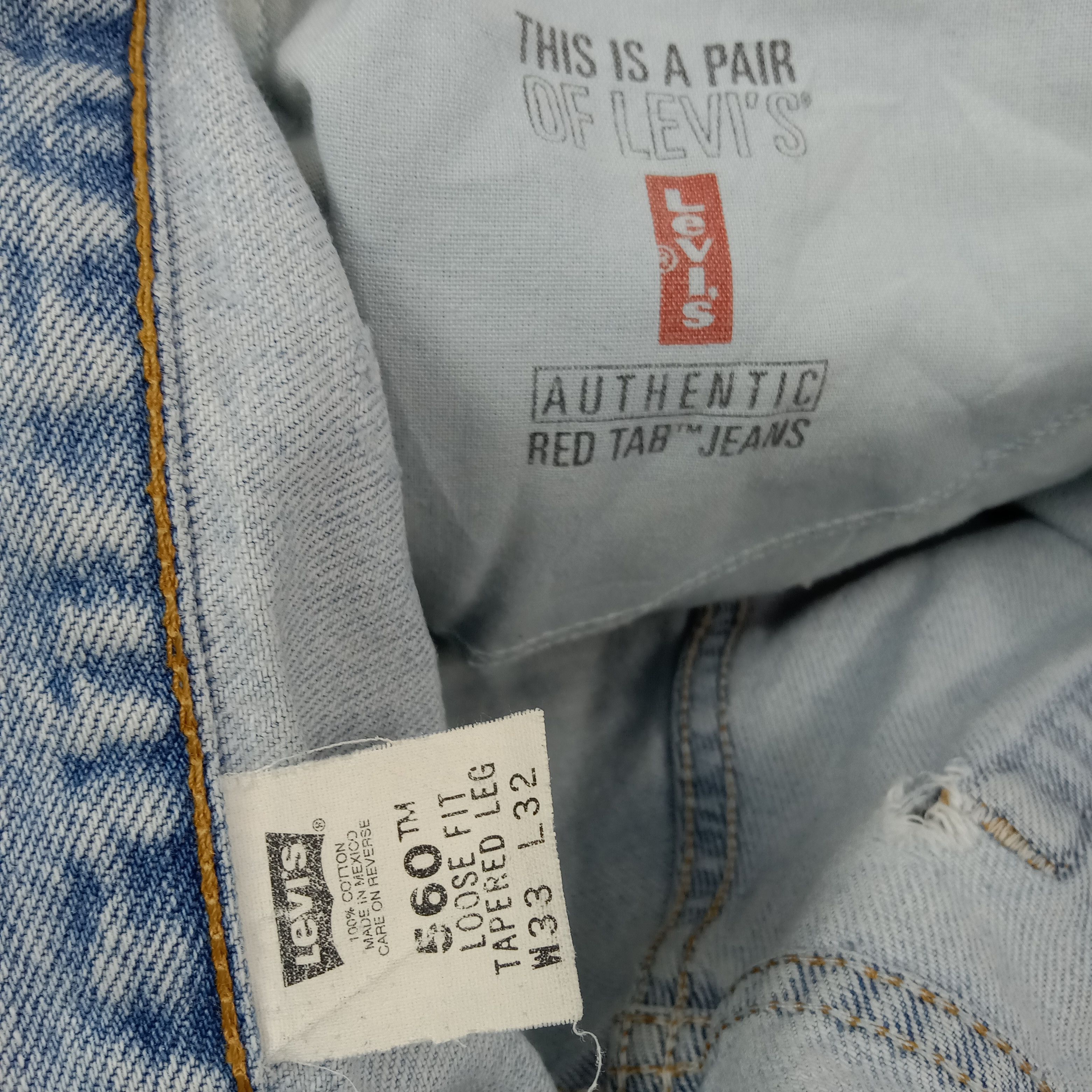 Levi's Levis 560 Red Tab Loose Fit Distressed Denim Jeans C265N10 Size US 33 - 14 Thumbnail