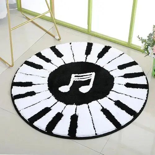 Designer Black White Piano 🎹 Keys Rugs Size ONE SIZE - 1 Thumbnail