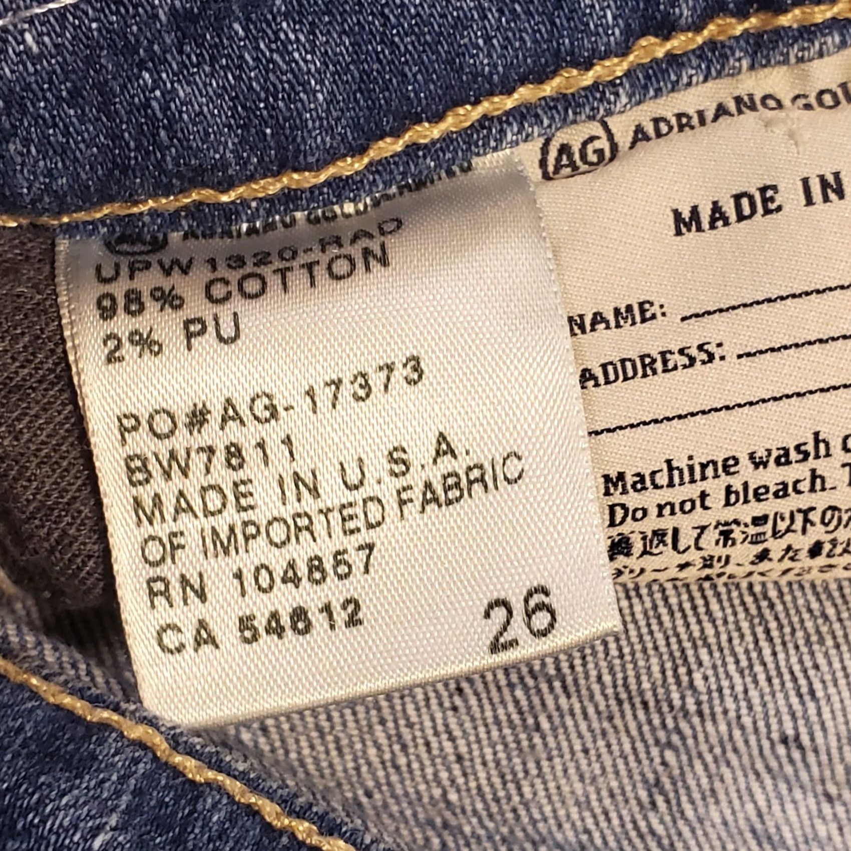 Vintage AG Adriano Goldschmied Jeans Womens 26 Blue Tomboy Crop Denim Relaxed USA Made Size 26" / US 2 / IT 38 - 6 Thumbnail