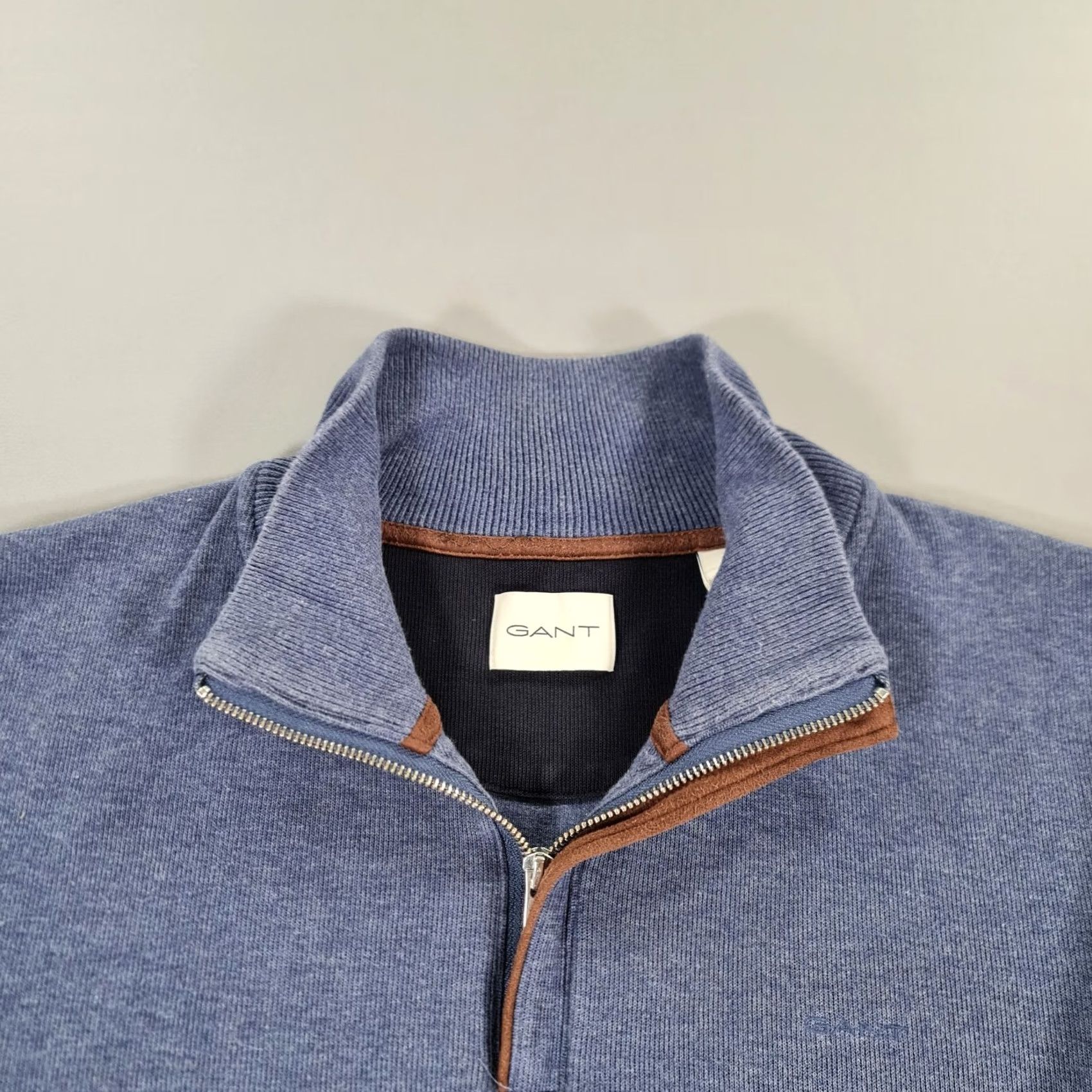 Gant Gant Mens Jumper Blue Large Quarter Zip Mock Neck 1/2 Zip 100% Cotton Knit Pullover Casual City Retro Designer Size US M / EU 48-50 / 2 - 2 Thumbnail