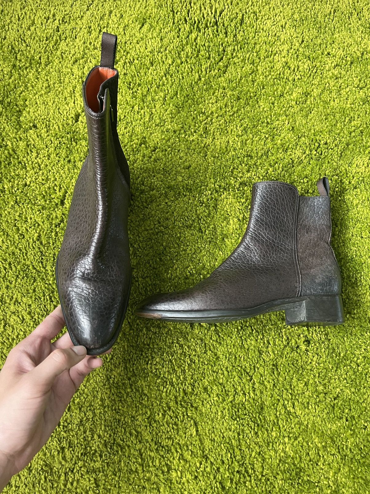 Genuine Leather × Santoni Santoni real leather side zip boots Size US 8 / IT 38 - 1 Thumbnail